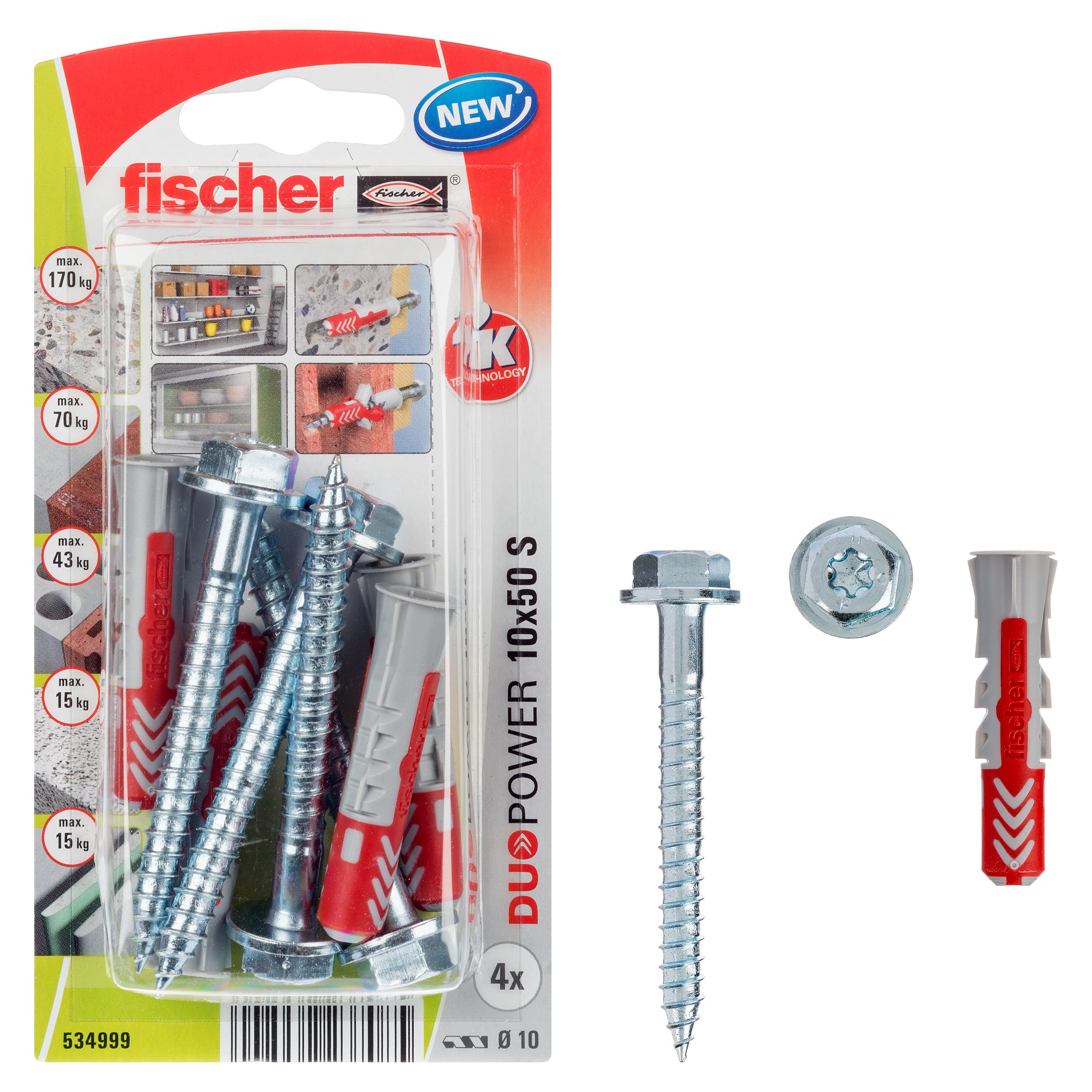 Fischer Propack Duopower 5x25, 300x Tasselli Con Vite In Barattolo - Foto 4