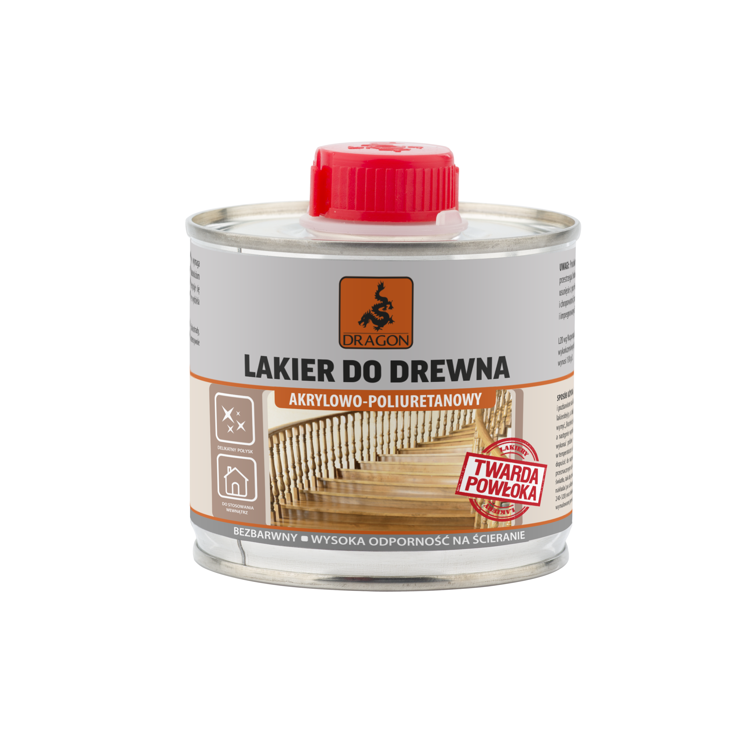 Lakiery do wnętrz AKRYLOWO-POLIURETANOWY 0.2 l Bezbarwny DRAGON