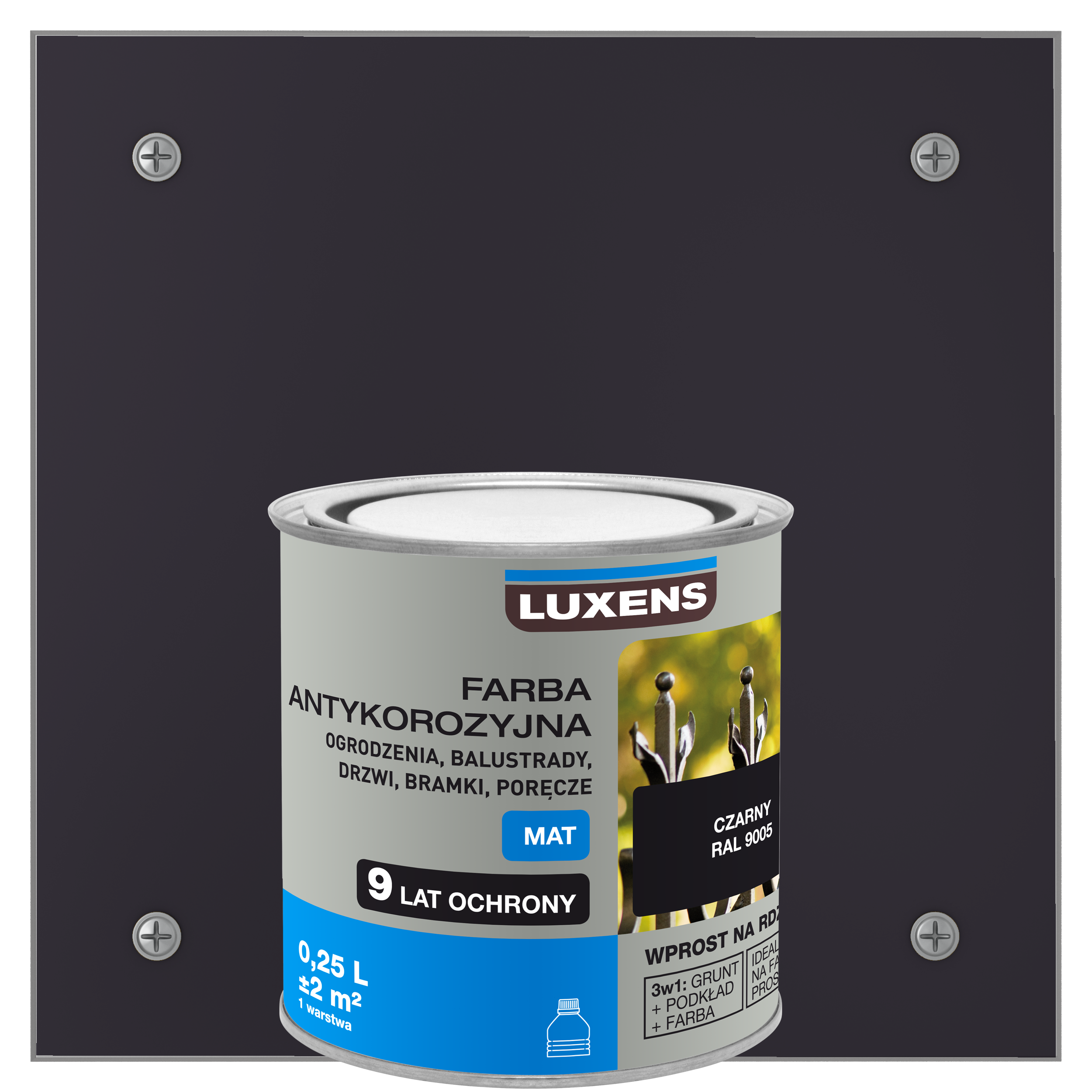 Farba antykorozyjna 0.25 l Czarny Mat LUXENS