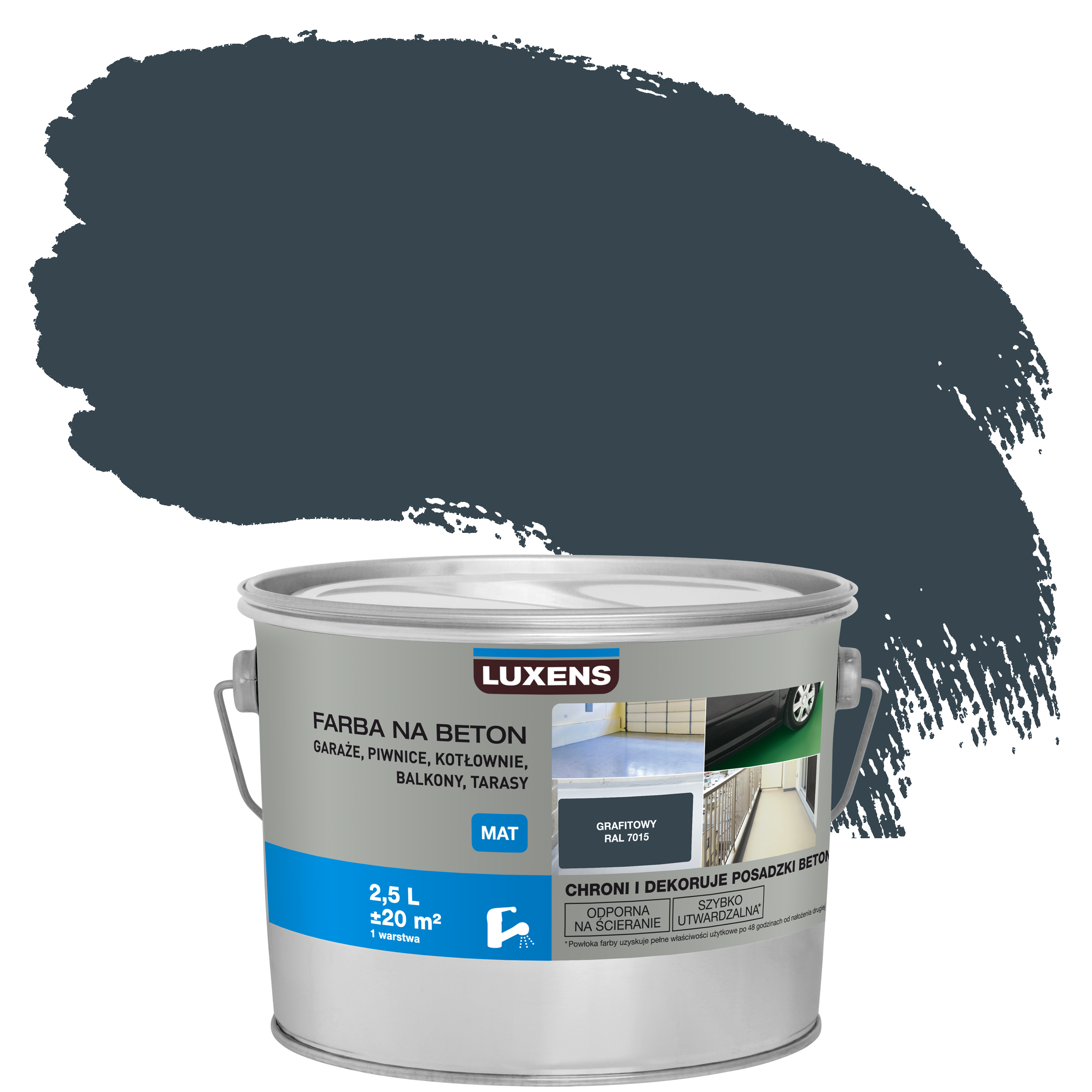 Farba do podłóg na beton Luxens 2.5 l Grafitowy 7015 Mat