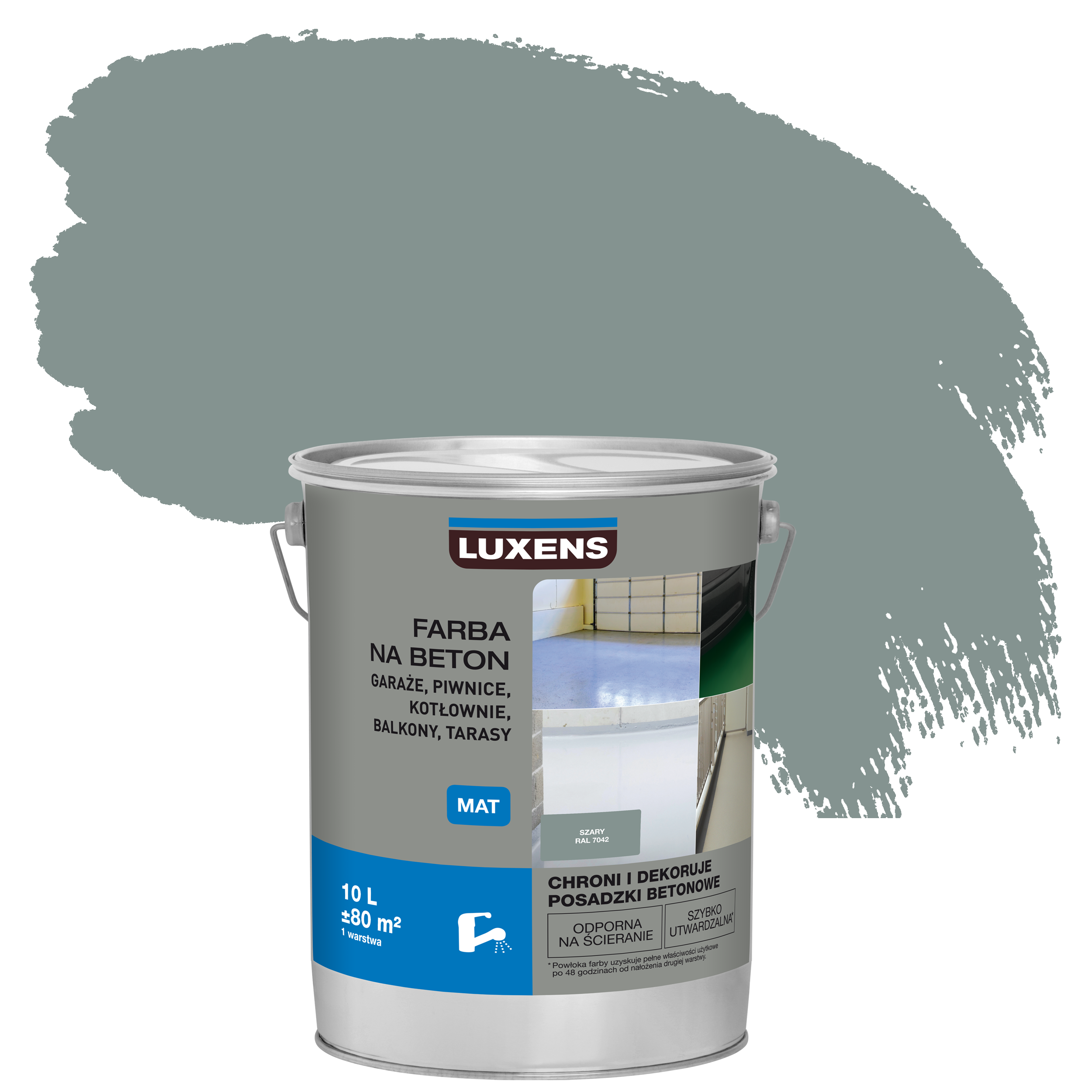 Farba do podłóg na beton Luxens 10 l Szary 7042 Mat