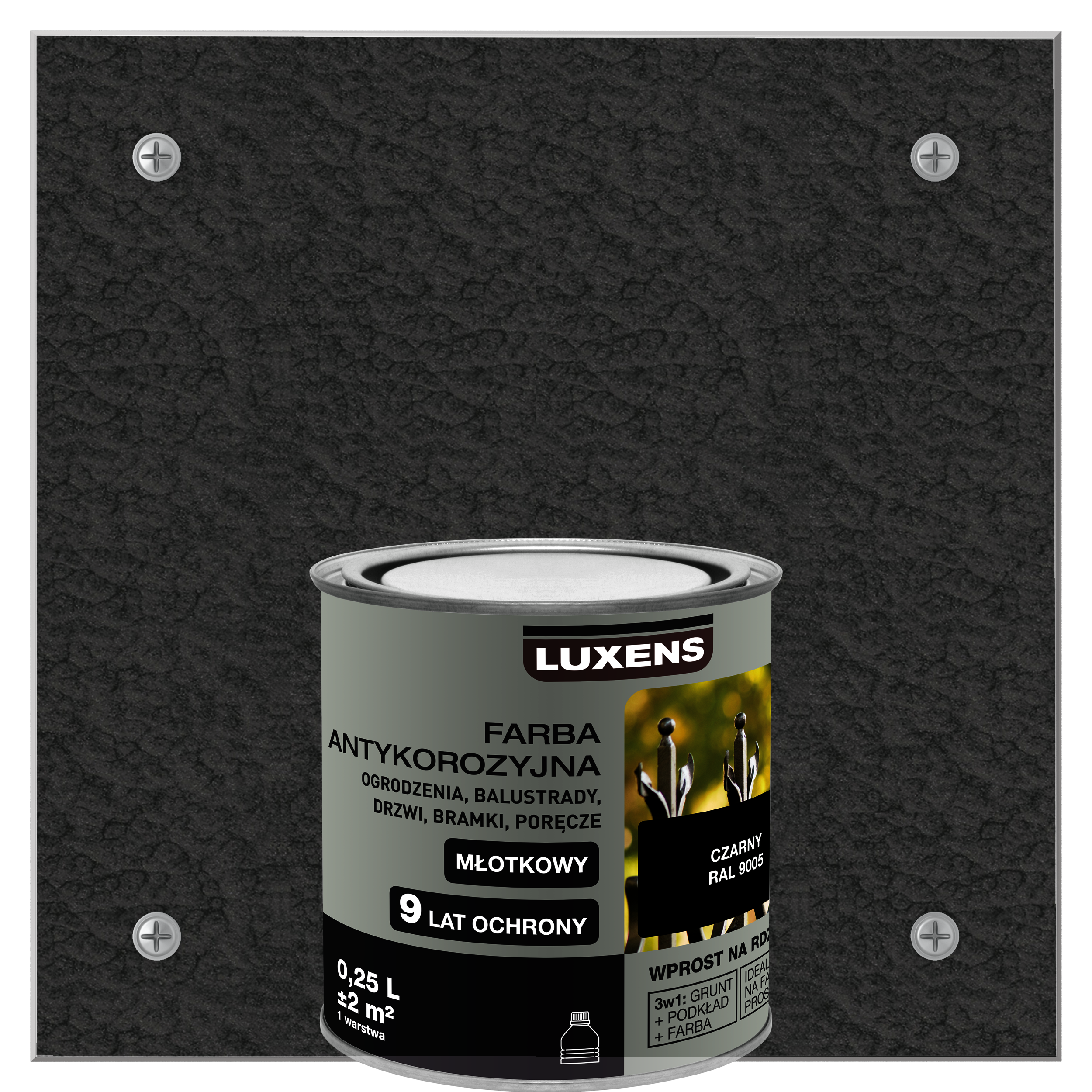 Farba antykorozyjna 0.25 l czarny Młotkowy LUXENS
