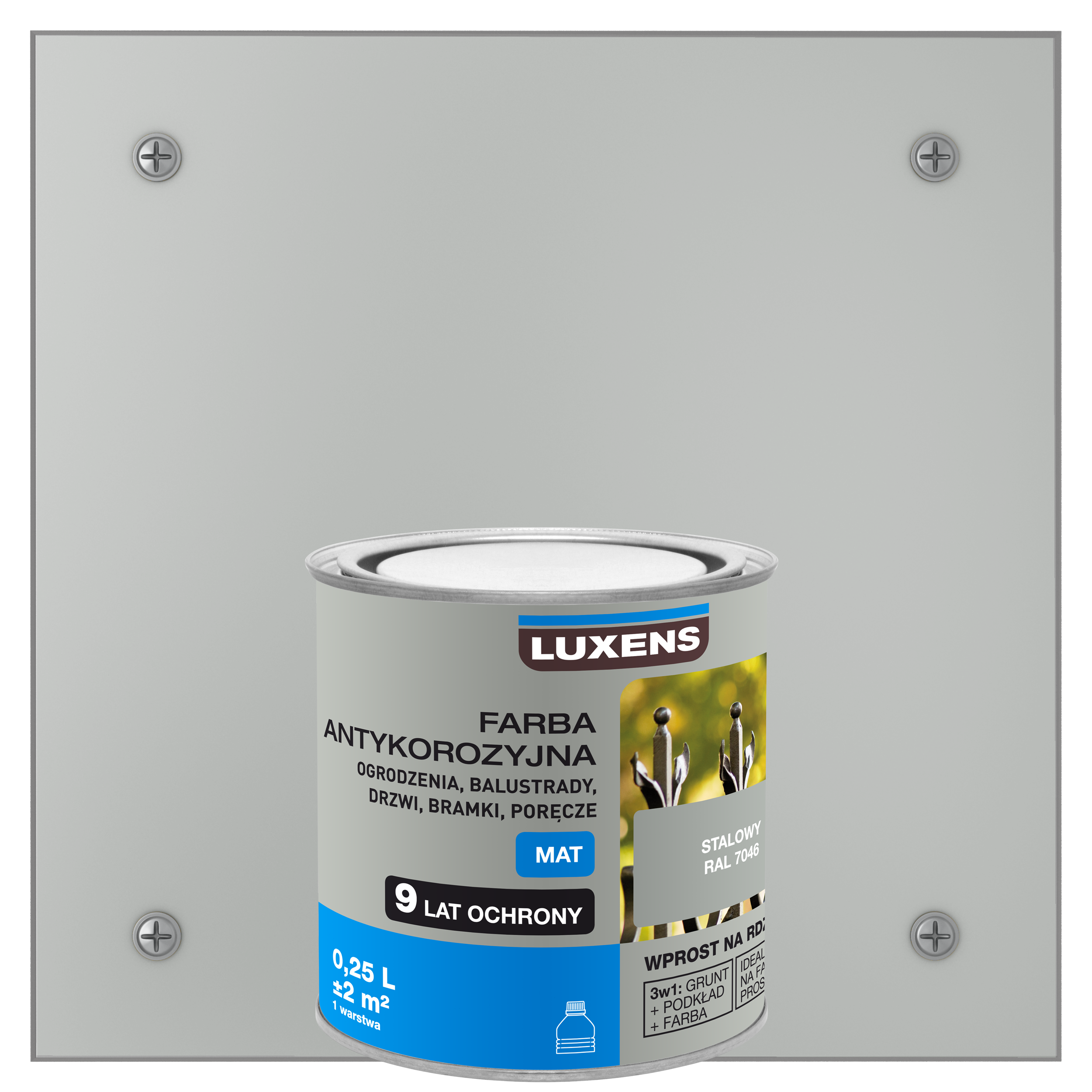 Farba antykorozyjna 0.25 l Stalowy Mat LUXENS