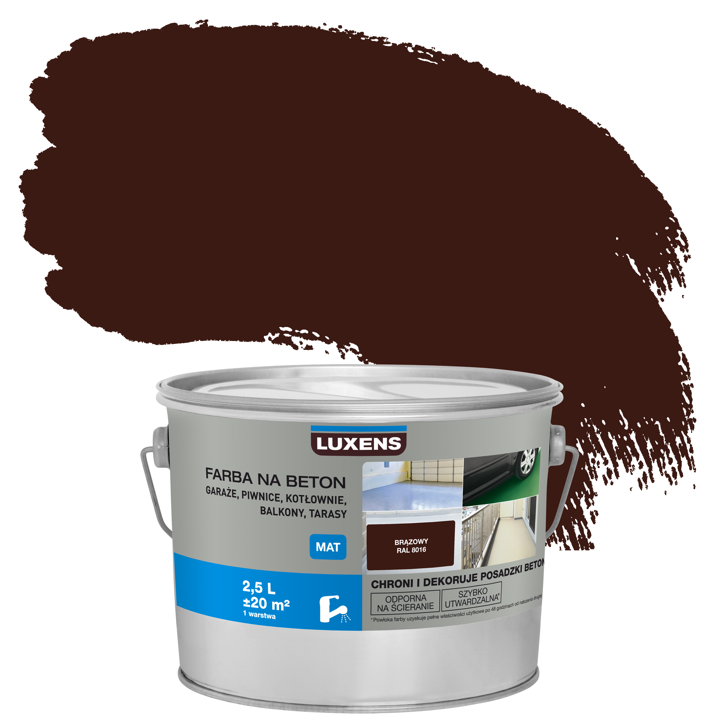Farba do podłóg na beton Luxens 2.5 l Brązowy 8016 Mat