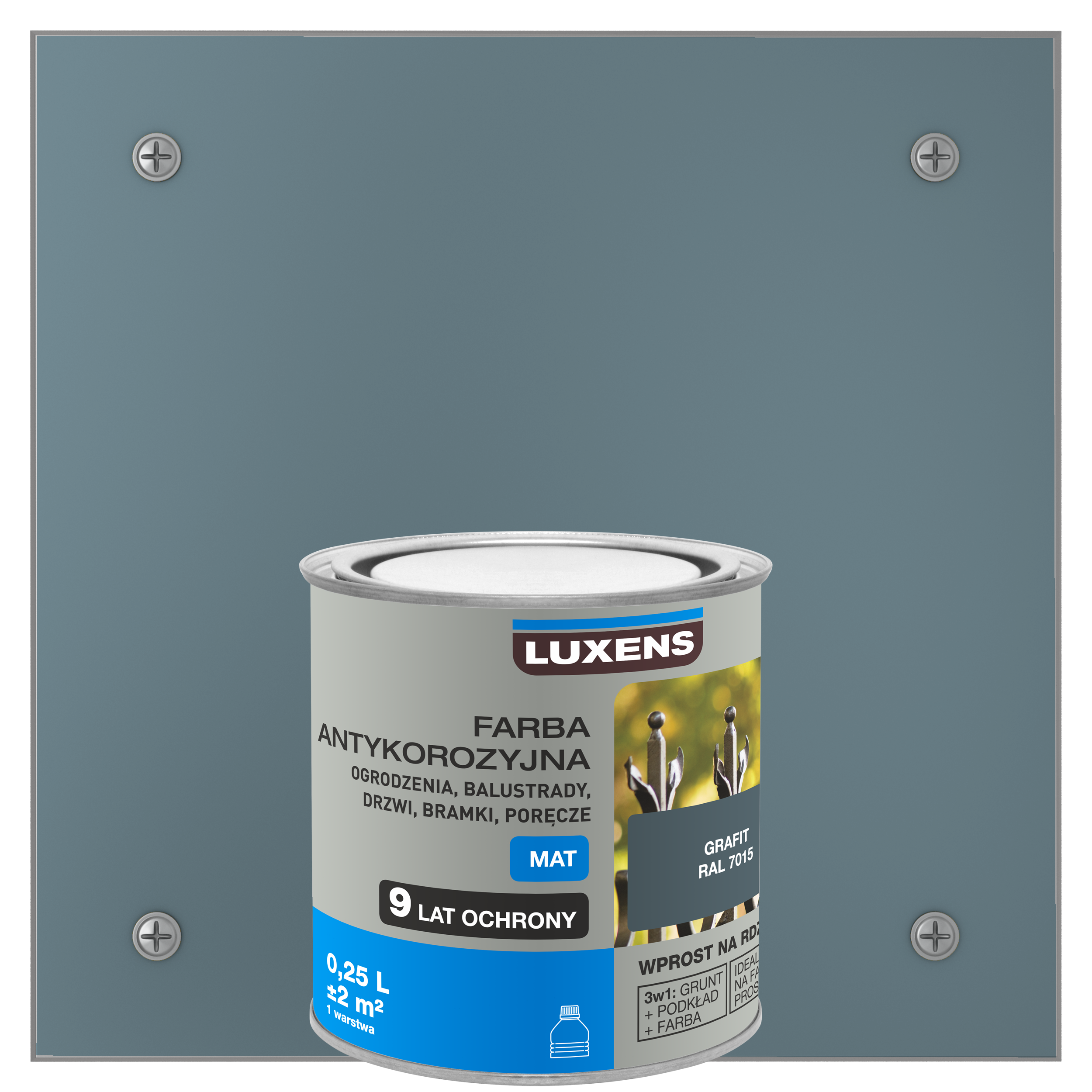 Farba antykorozyjna 0.25 l Grafitowy Mat LUXENS