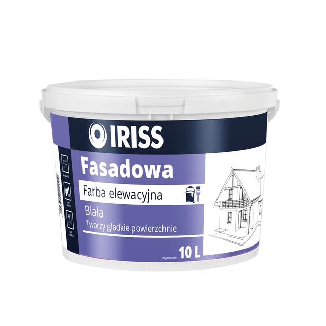 Farba elewacyjna AKRYLOWA FASADOWA 10 l Biały IRISS
