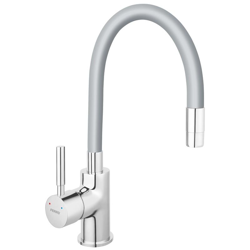 Bateria kuchenna z elastyczną wylewką U 34 cm Fitness Szara Ferro