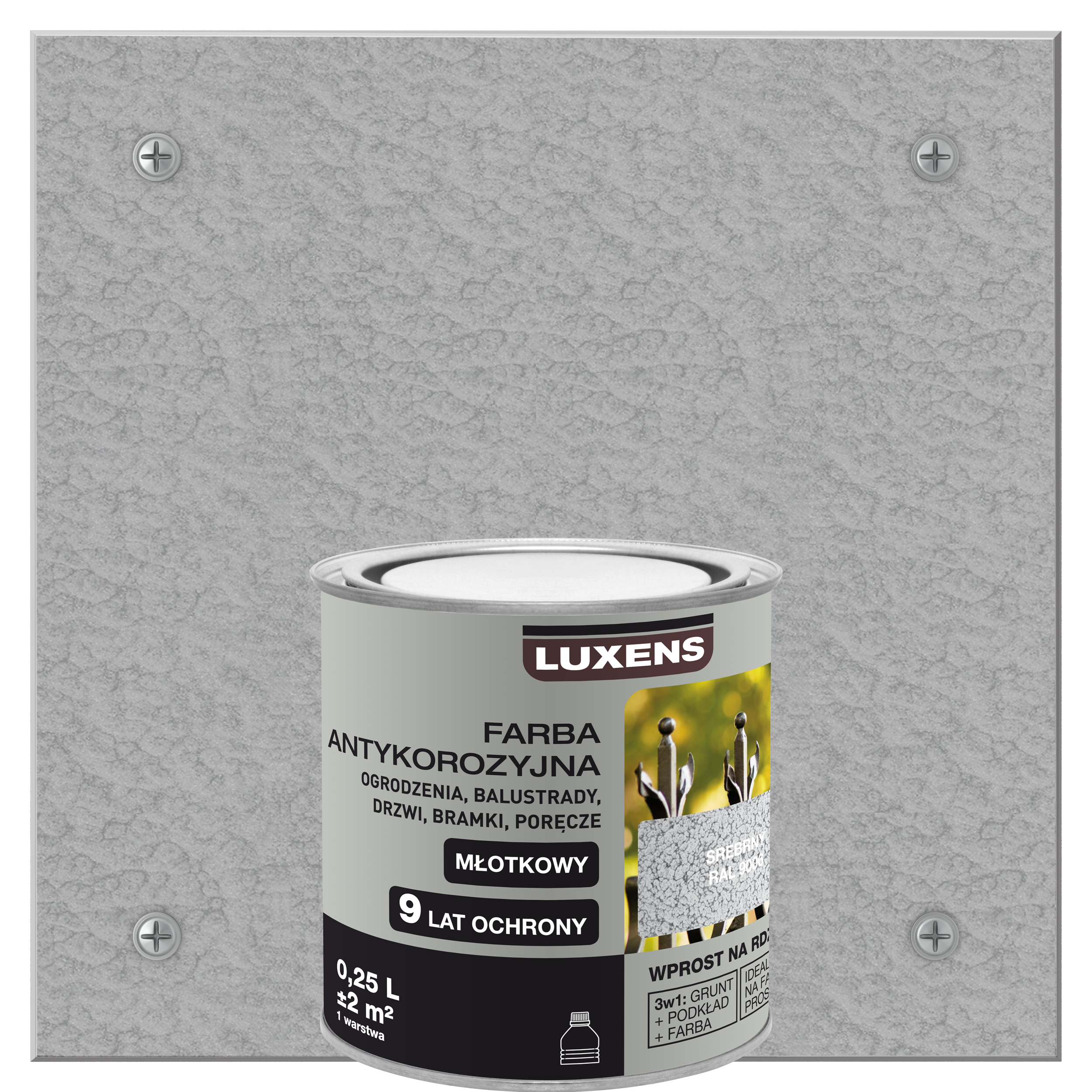 Farba antykorozyjna 0.25 l srebrny Młotkowy LUXENS