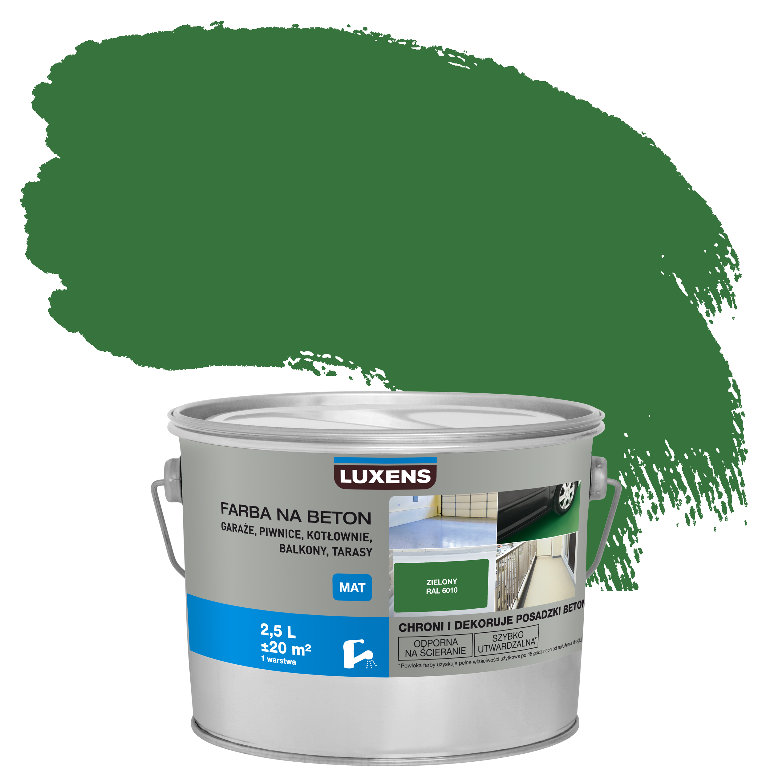 Farba do podłóg na beton Luxens 2.5 l Zielony 6010 Mat