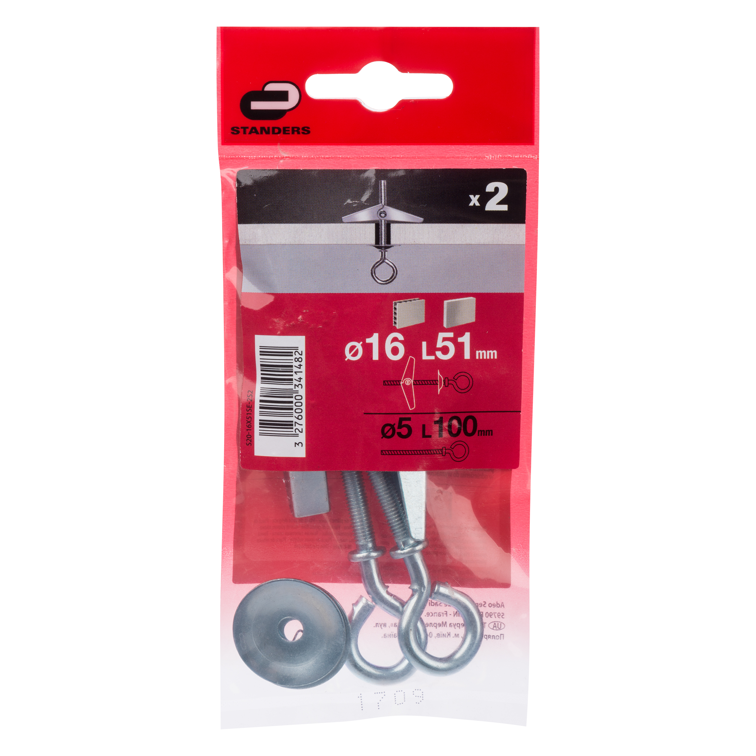 Kołek przechylny hak O 16 x 51 mm 2 szt. Standers