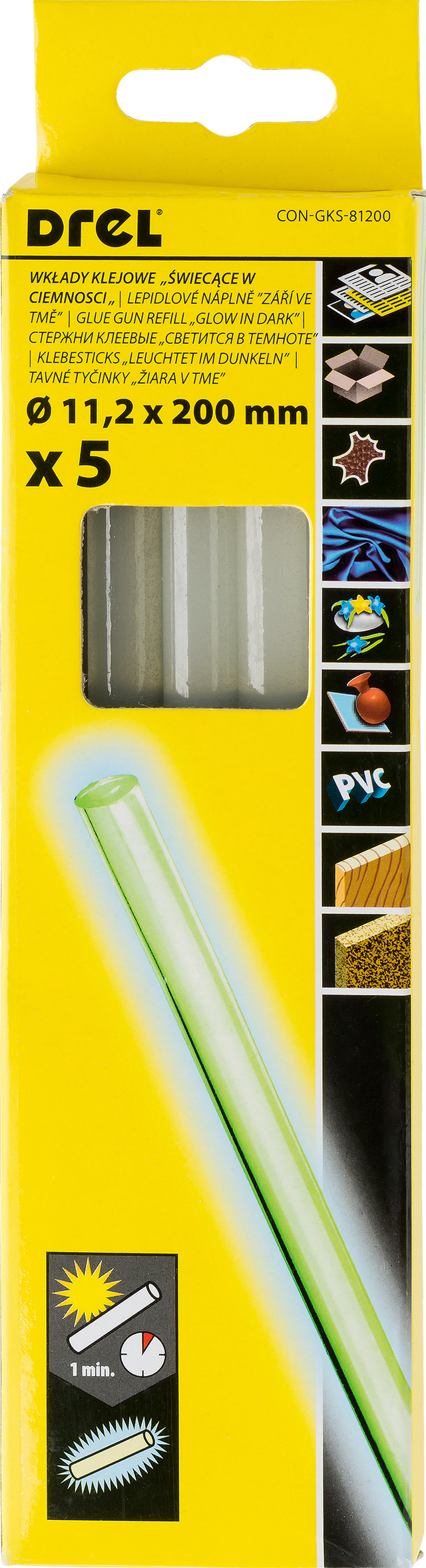 Klej termotopliwy fluorescencyjny 11.2 mm x 200 mm CON-GKS-81200 5 szt.