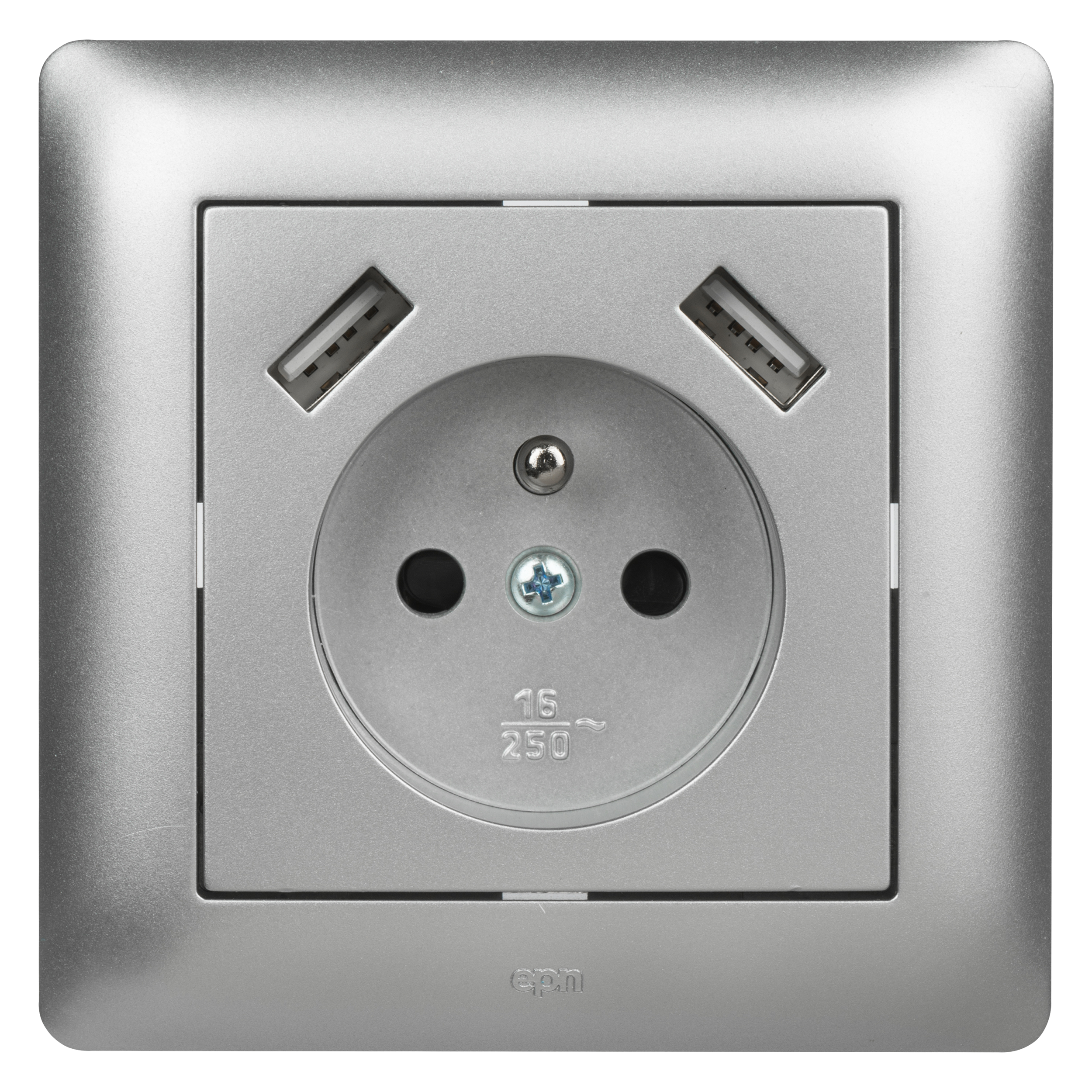 Gniazdo pojedyncze 2xUSB ASTORIA srebrny ELEKTRO-PLAST