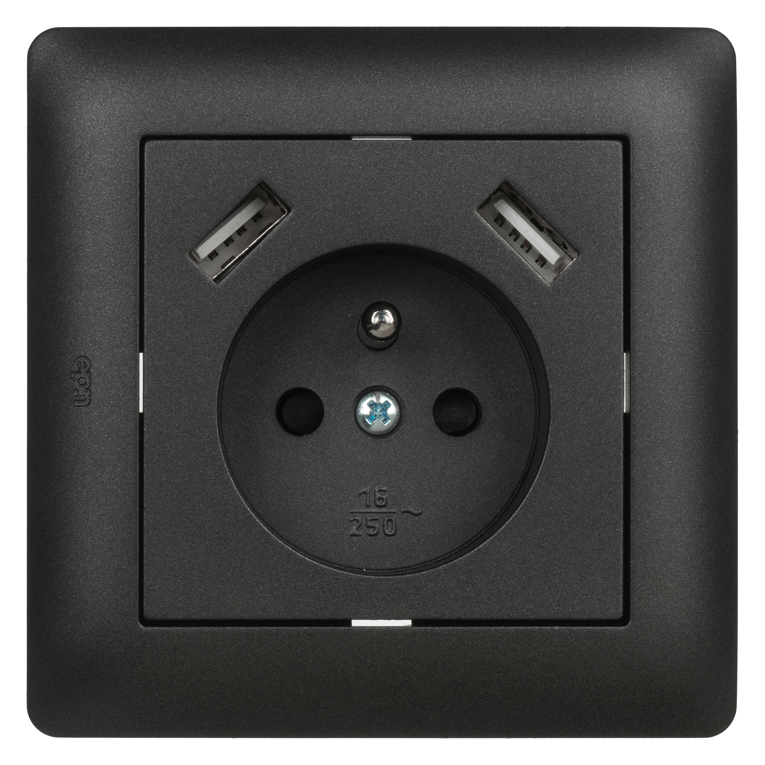Gniazdo pojedyncze ASTORIA z 2 x USB czarny ELEKTRO-PLAST