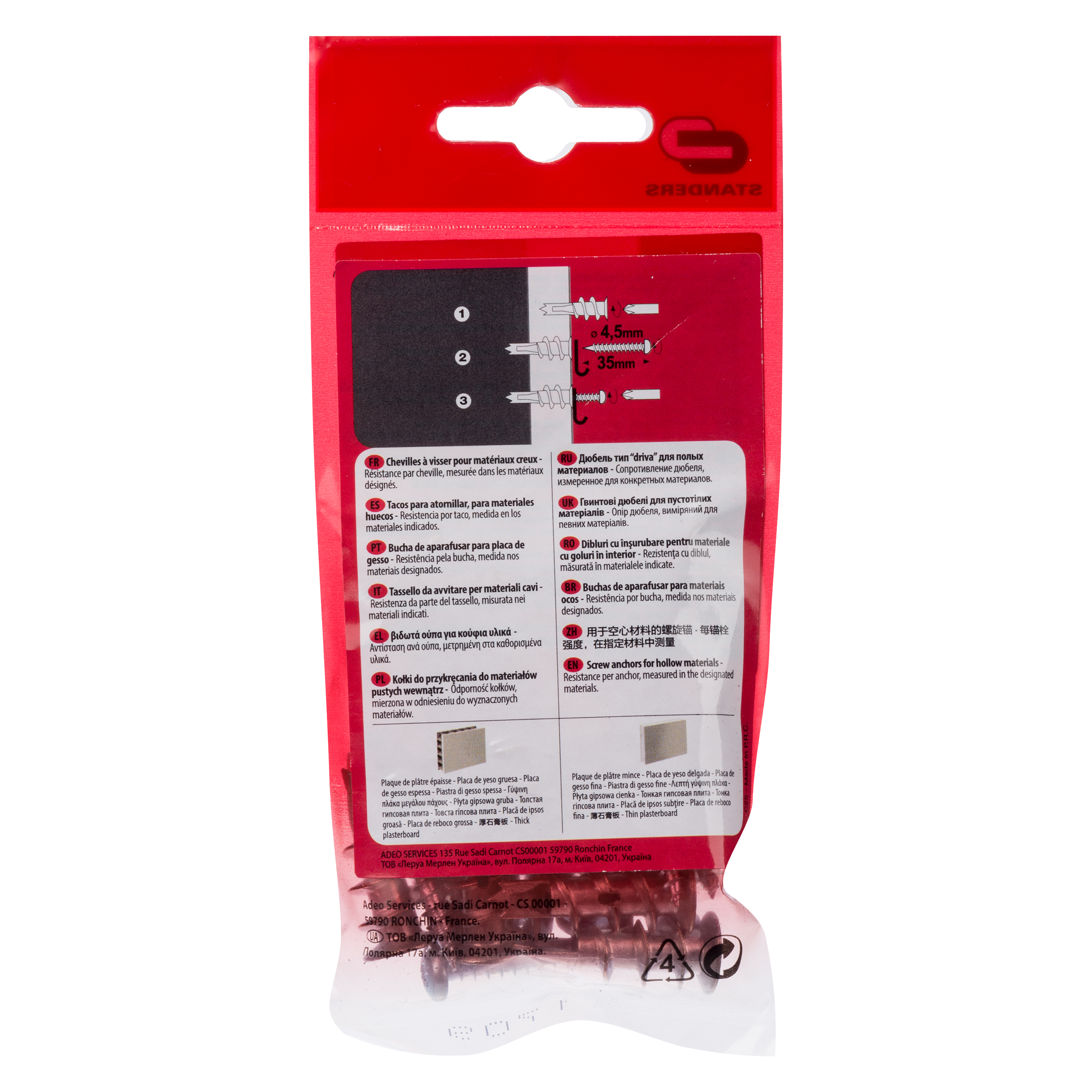 Kołek do GK 4.5 x 35 mm PZ 10 szt. Standers - 3