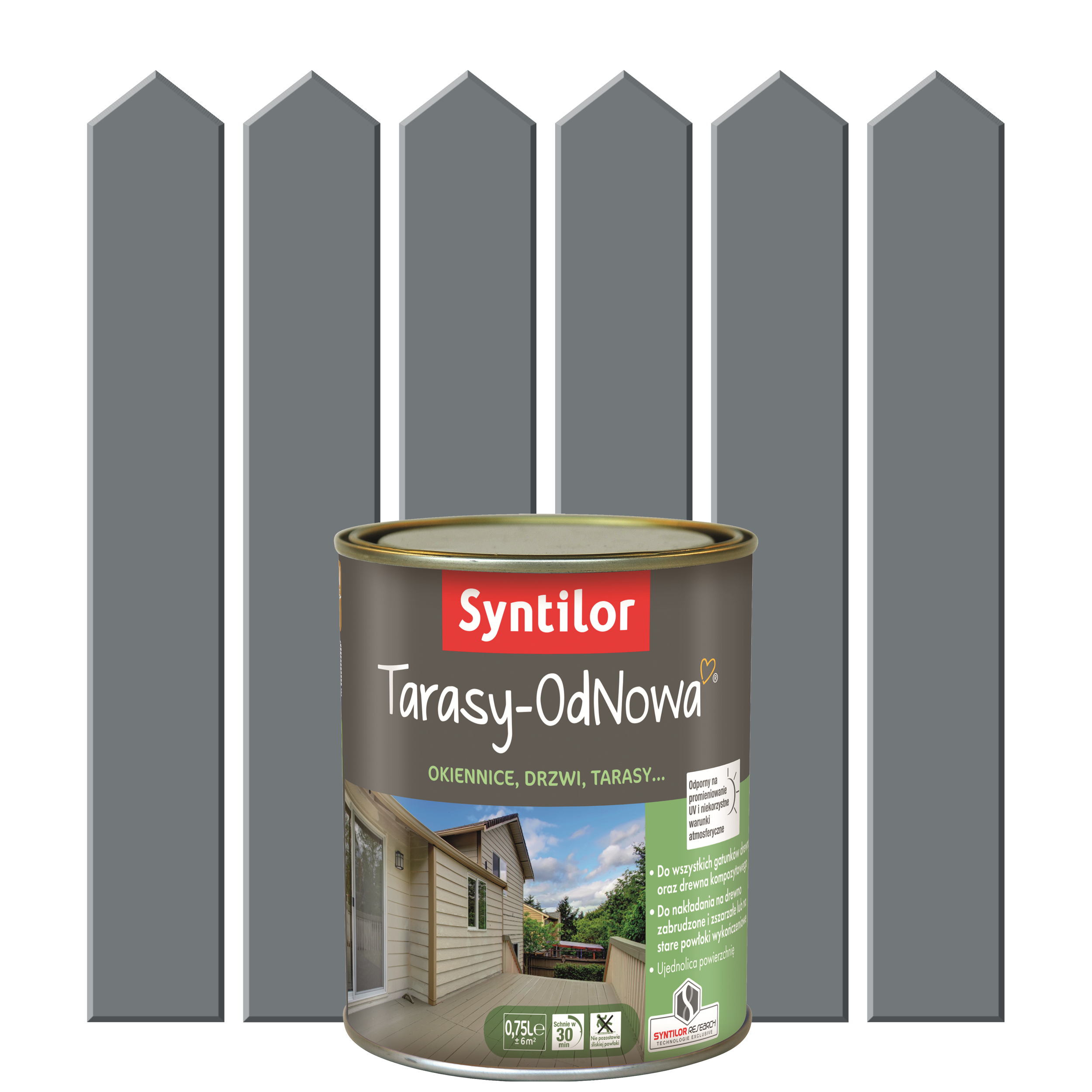 Farba do drewna TARASY ODNOWA 0.75 l Szary Ciemny SYNTILOR