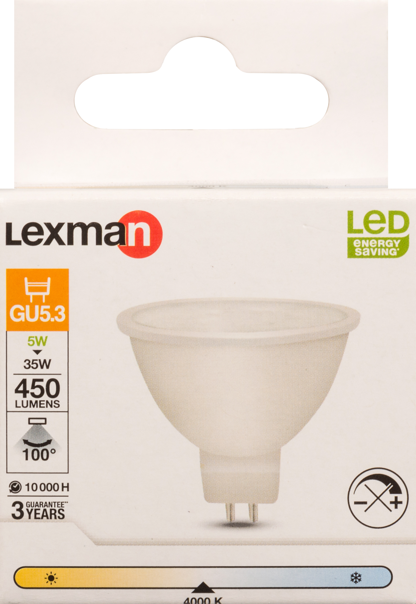 Lampadina LED, GU5.3 faretto, trasparente, luce naturale, 5W= 450 LM classe energetica A, LEXMAN - 8