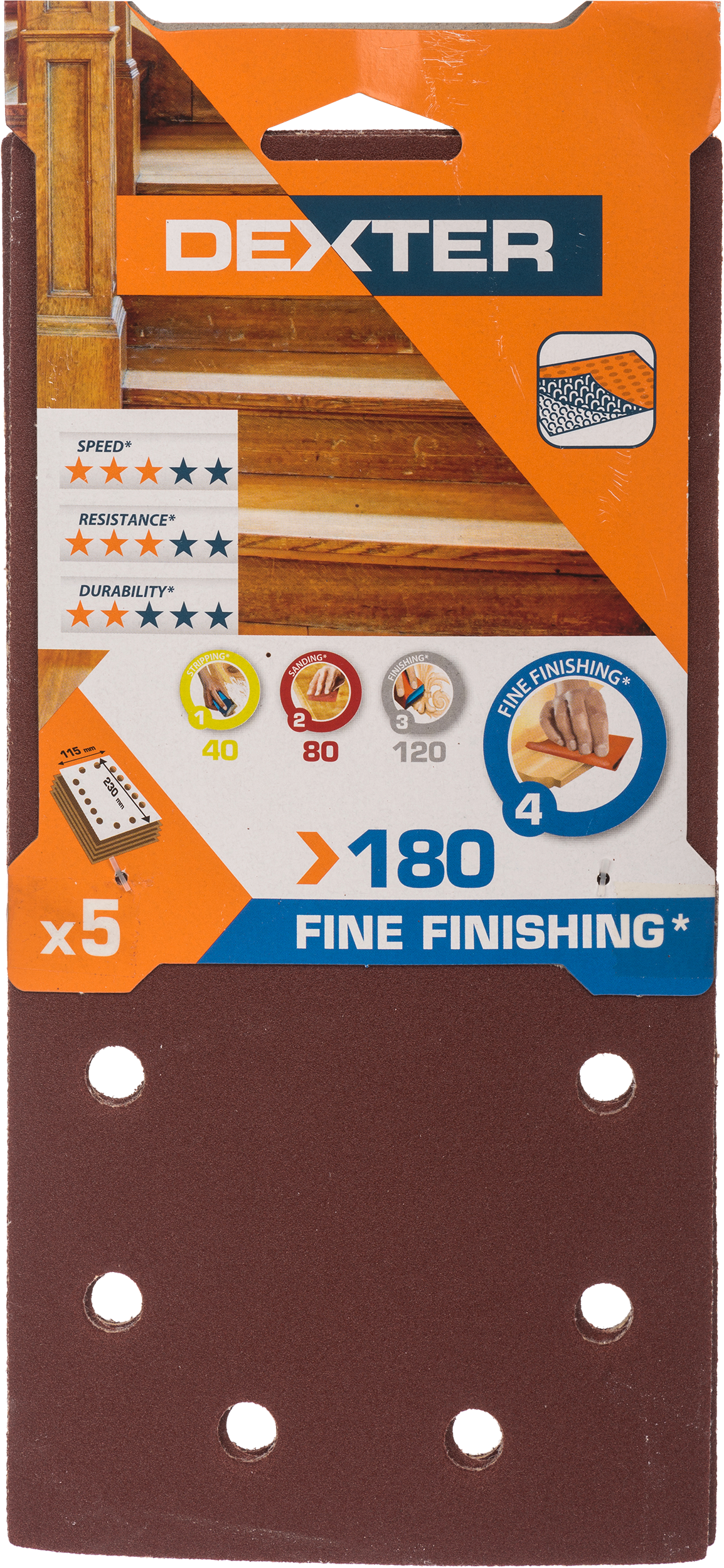 5 patines de lija DEXTER 230x115, grano 180 - 9