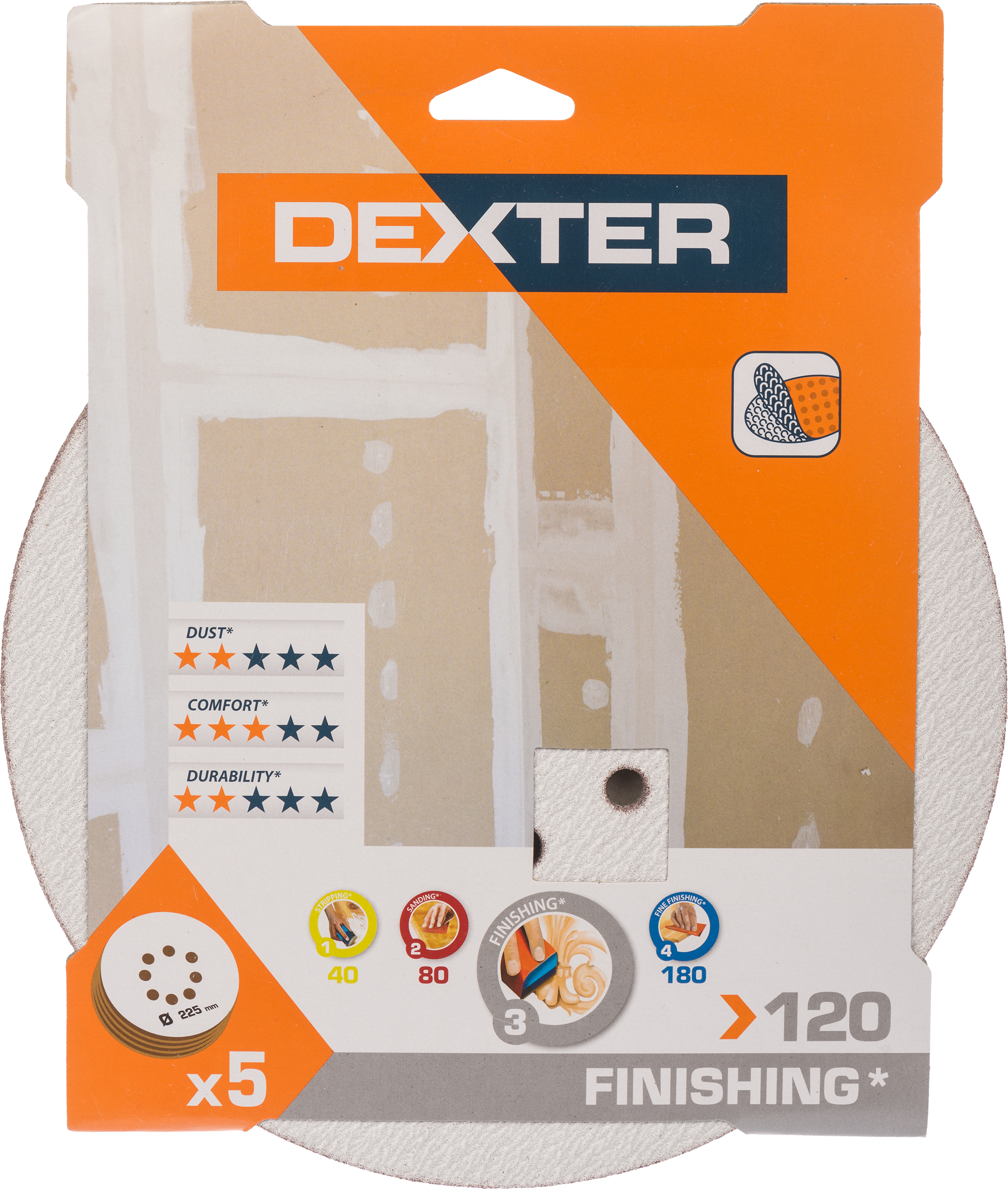 5 Disco abrasivo DEXTER para lijadora 120 - 8