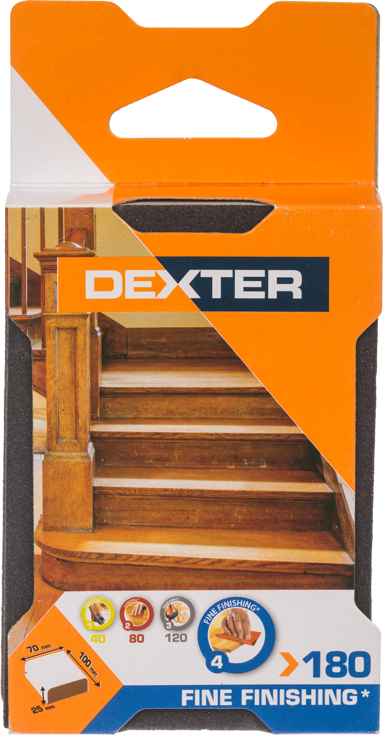 Podkładka do szlifowania P180 CZTEROSTRONNA 100 x 70 mm DEXTER - 3