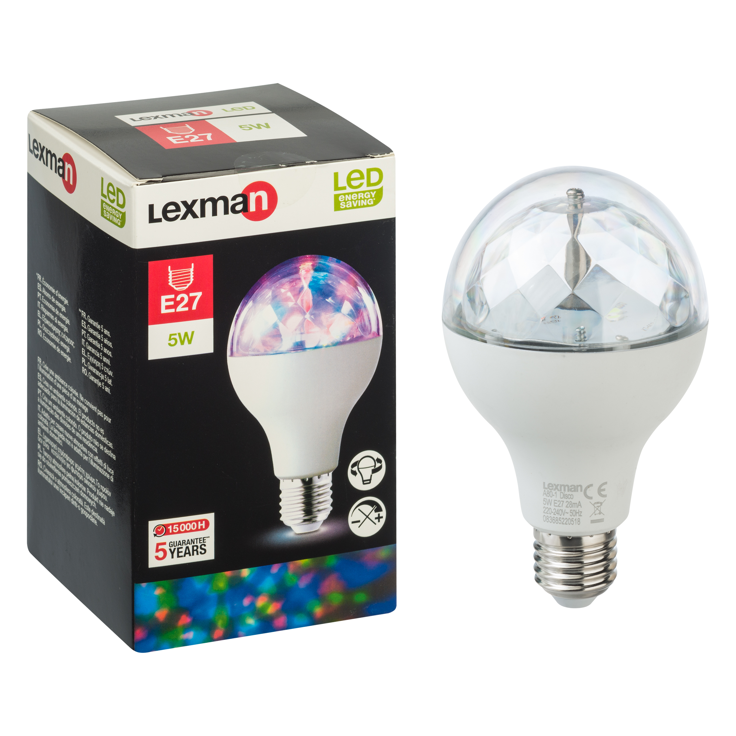 Lampadina LED, E27 goccia, trasparente, rgb, 5W= 250 LM 360°, LEXMAN - 2