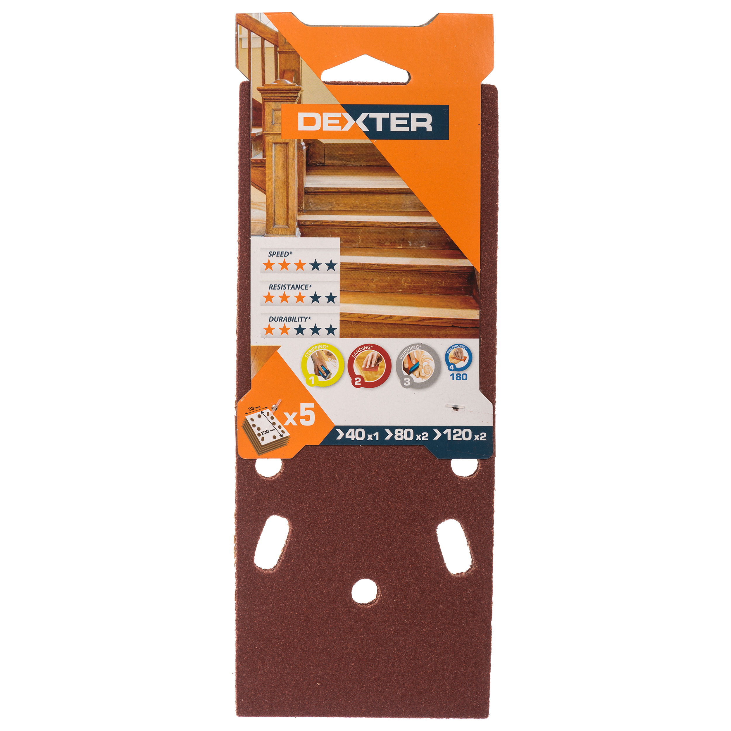 5 patines de lija DEXTER 230x93, grano 40-80-120 - 14