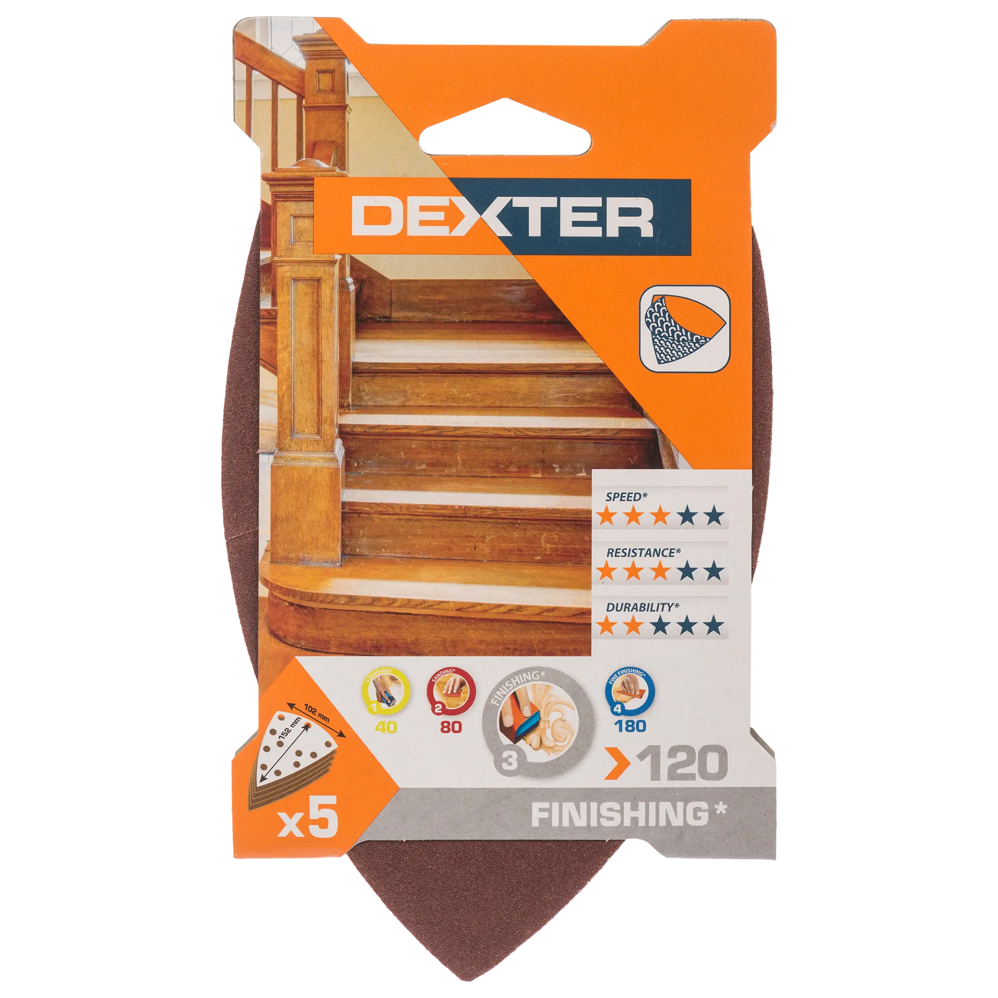 Papier ścierny ŻELAZKO 6 OTW P120 152 x 102 mm 5 szt. DEXTER - 3