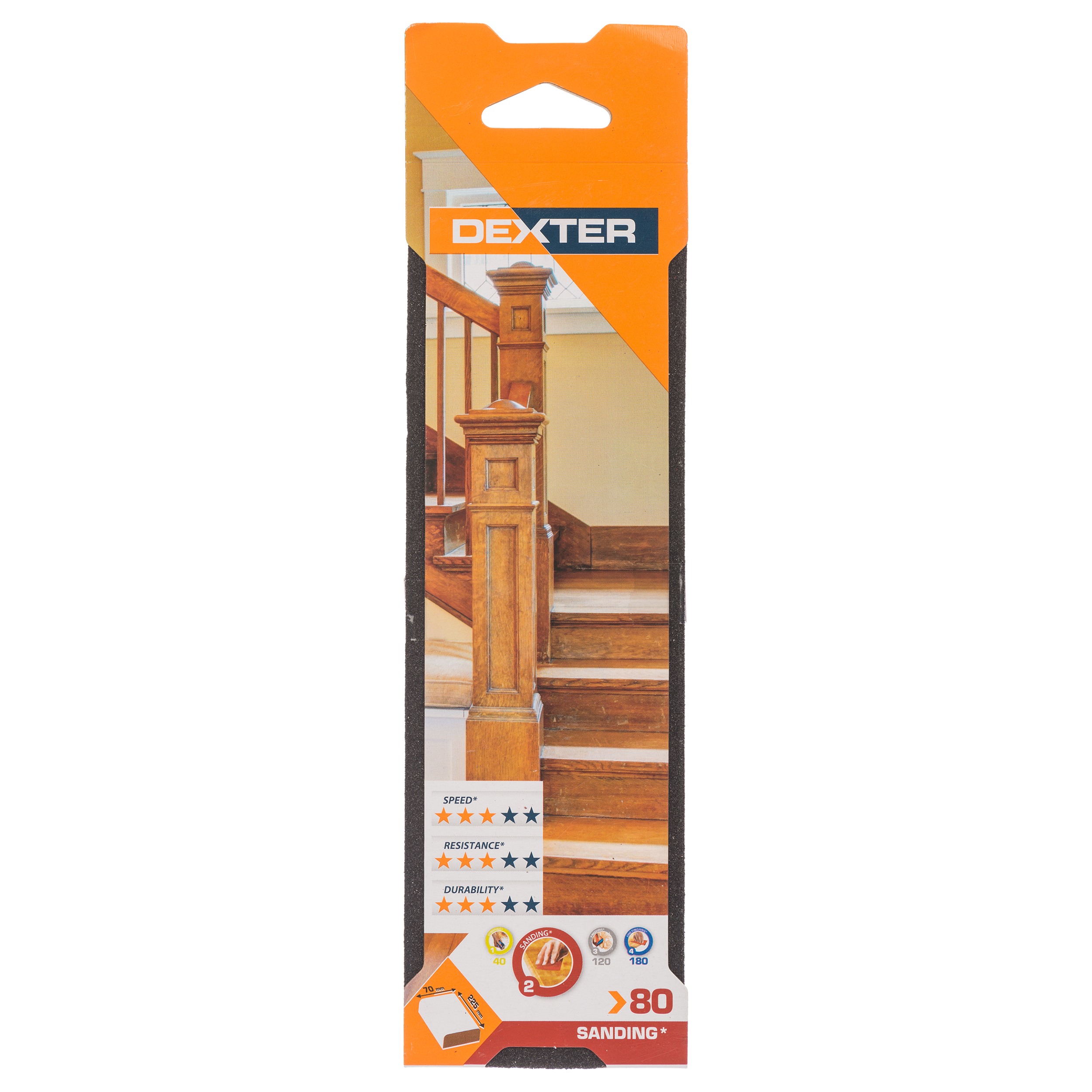 Podkładka do szlifowania P80 CZTEROSTRONNA 225 x 70 mm DEXTER - 3