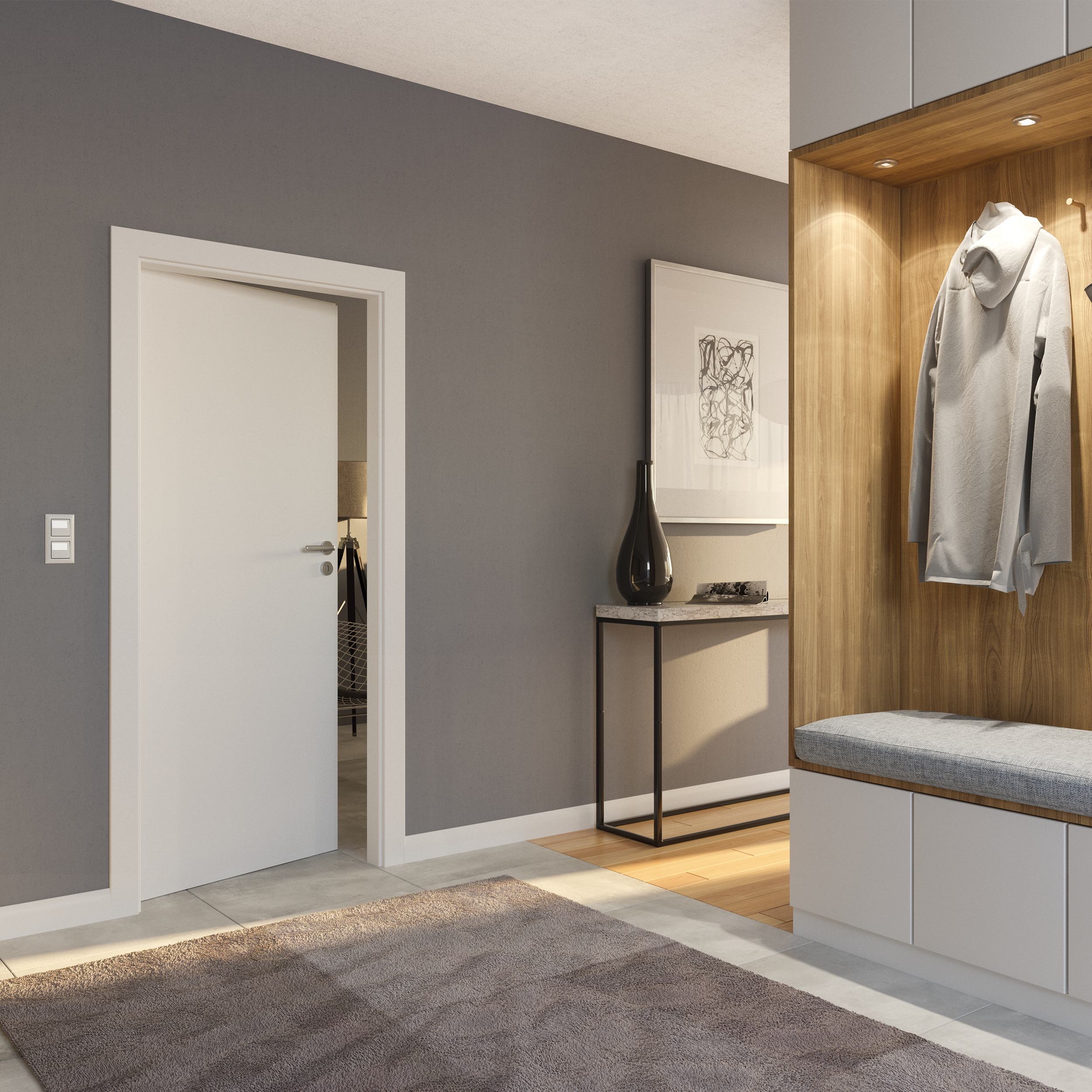 Drzwi wewnętrzne pełne Basic Białe 60 Prawe Voster - 3