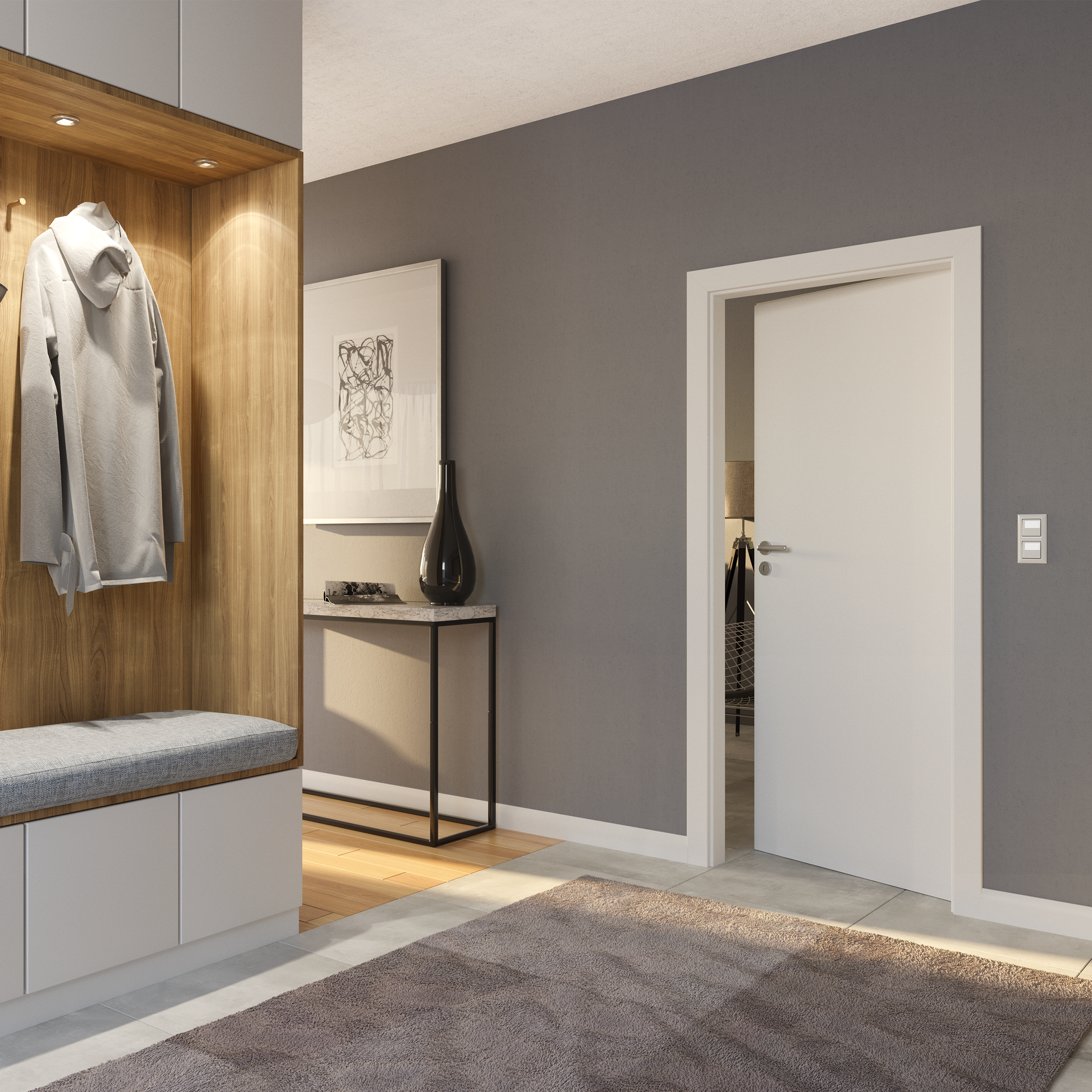 Drzwi wewnętrzne pełne Basic Białe 60 Lewe Voster - 3