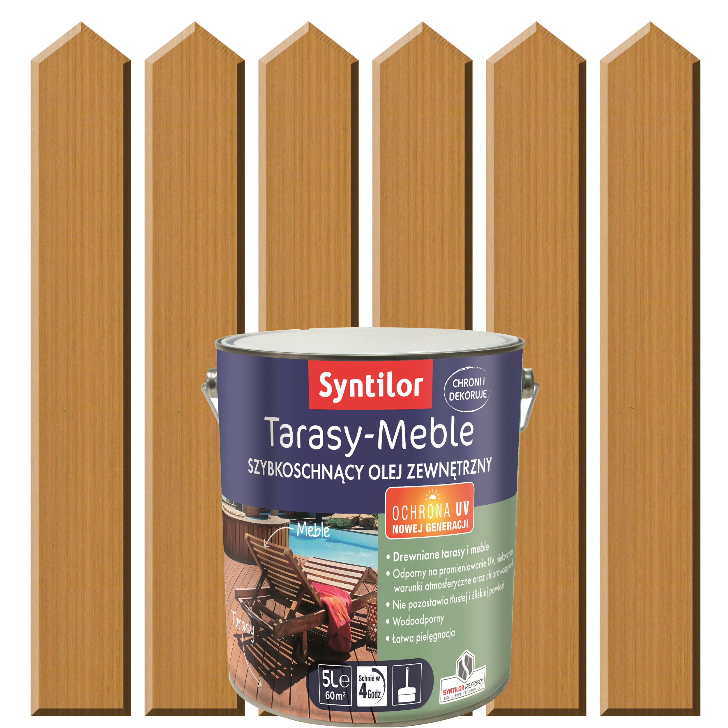 Olej zewnętrzny TARASY-MEBLE szybkoschnący 5 l Naturalny SYNTILOR