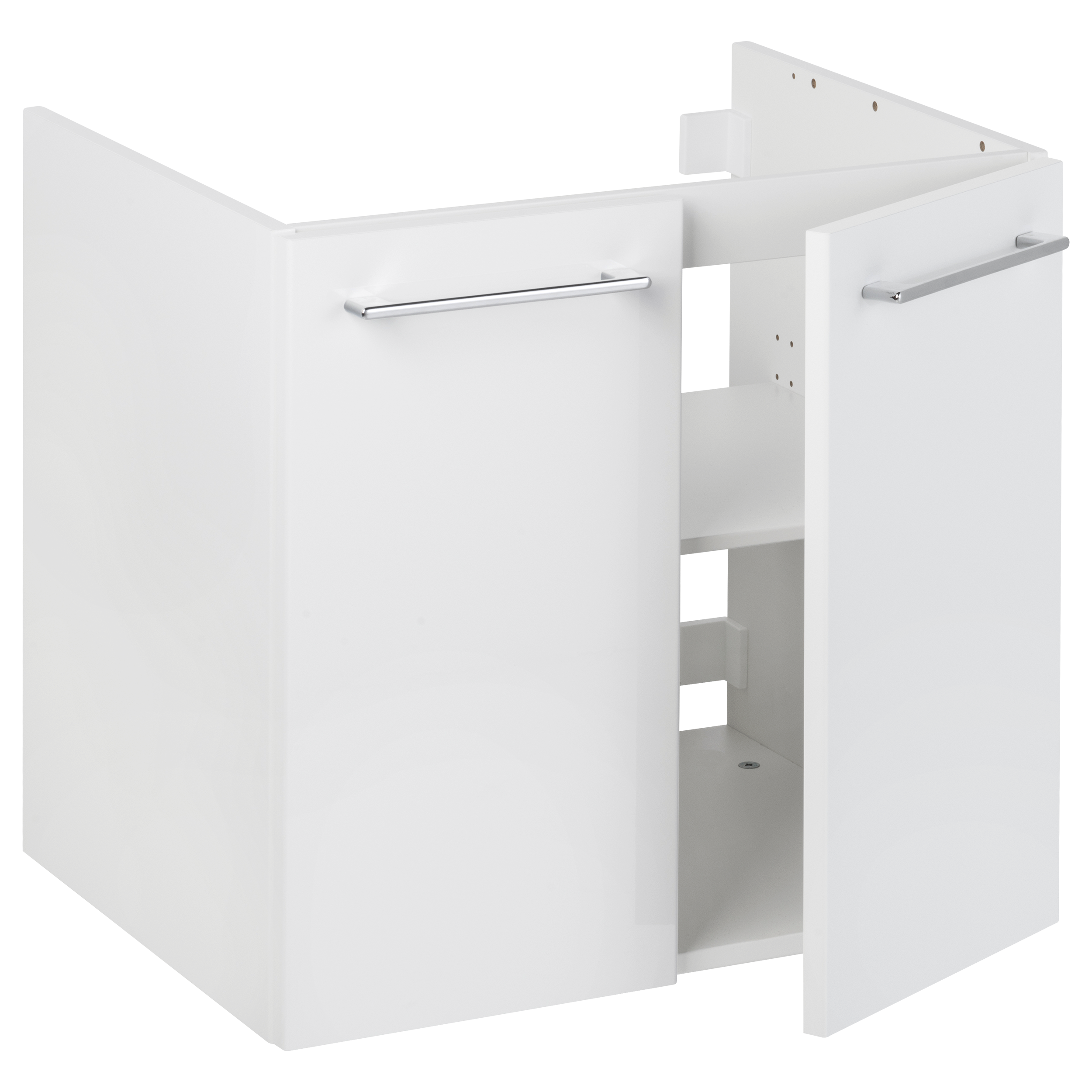 Mobile da bagno sospeso sotto lavabo L 60 x H 57.7 x P 46 cm bianco laminato lucido, 2 ante SENSEA Remix - 11