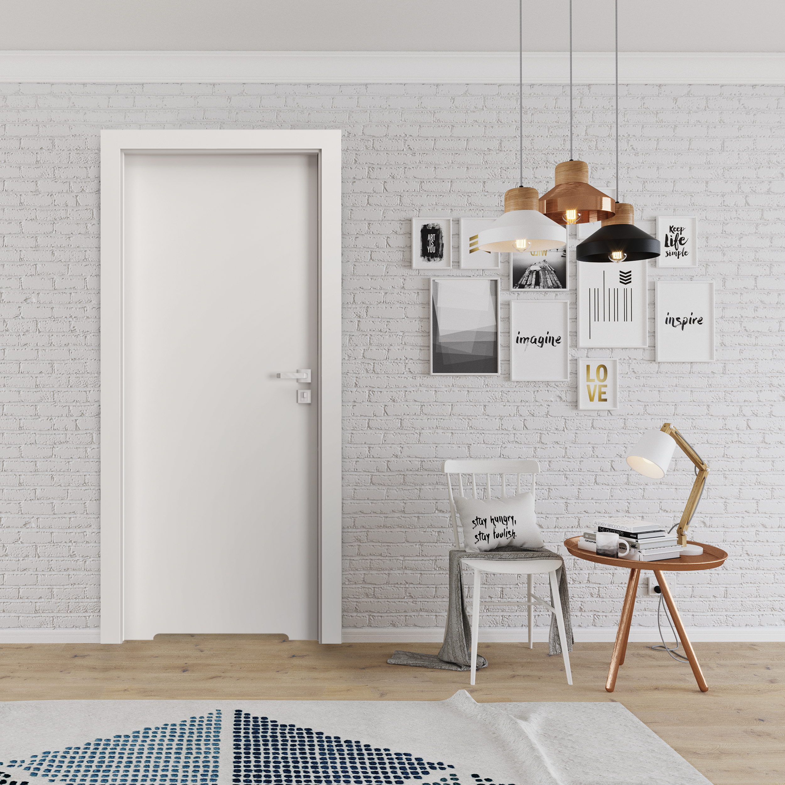 Drzwi wewnętrzne bezprzylgowe łazienkowe z podcięciem wentylacyjnym Vector T Białe 80 Prawe Porta - 3