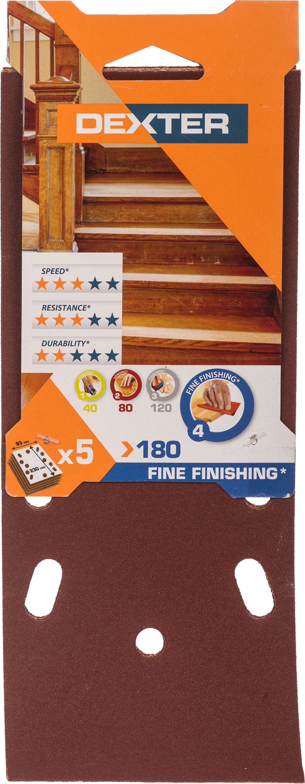 5 patines de lija DEXTER 230x93, grano 180 - 8