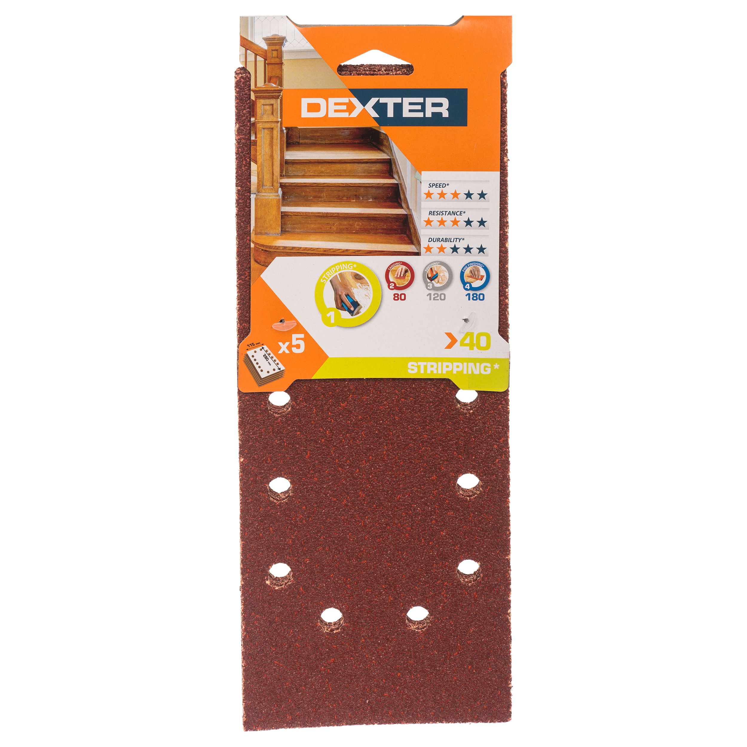 5 patines de lija DEXTER 280x115, grano 40 - 9