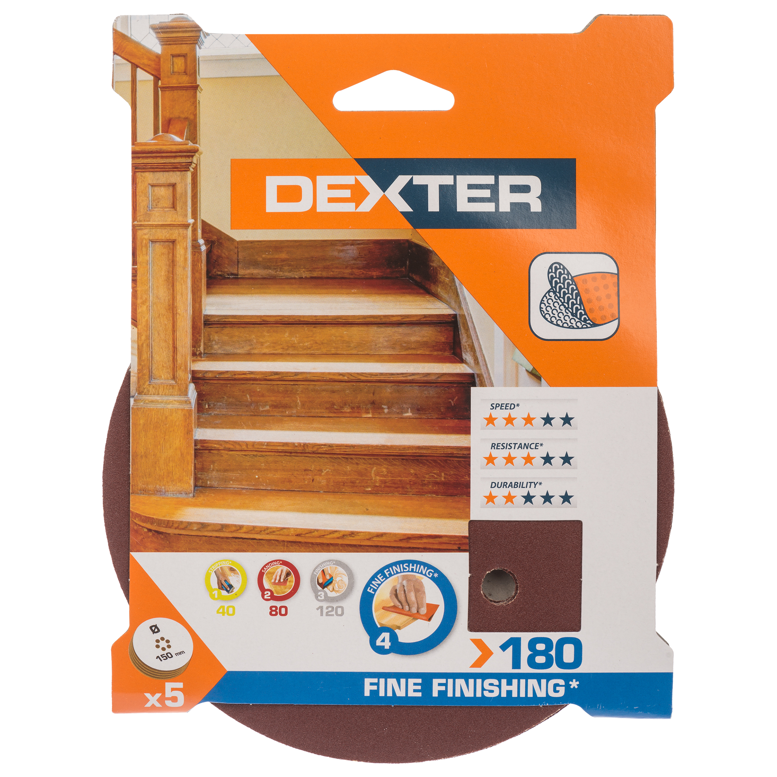 5 Disco abrasivo DEXTER para lijadora ø 150, grano 180 - 9