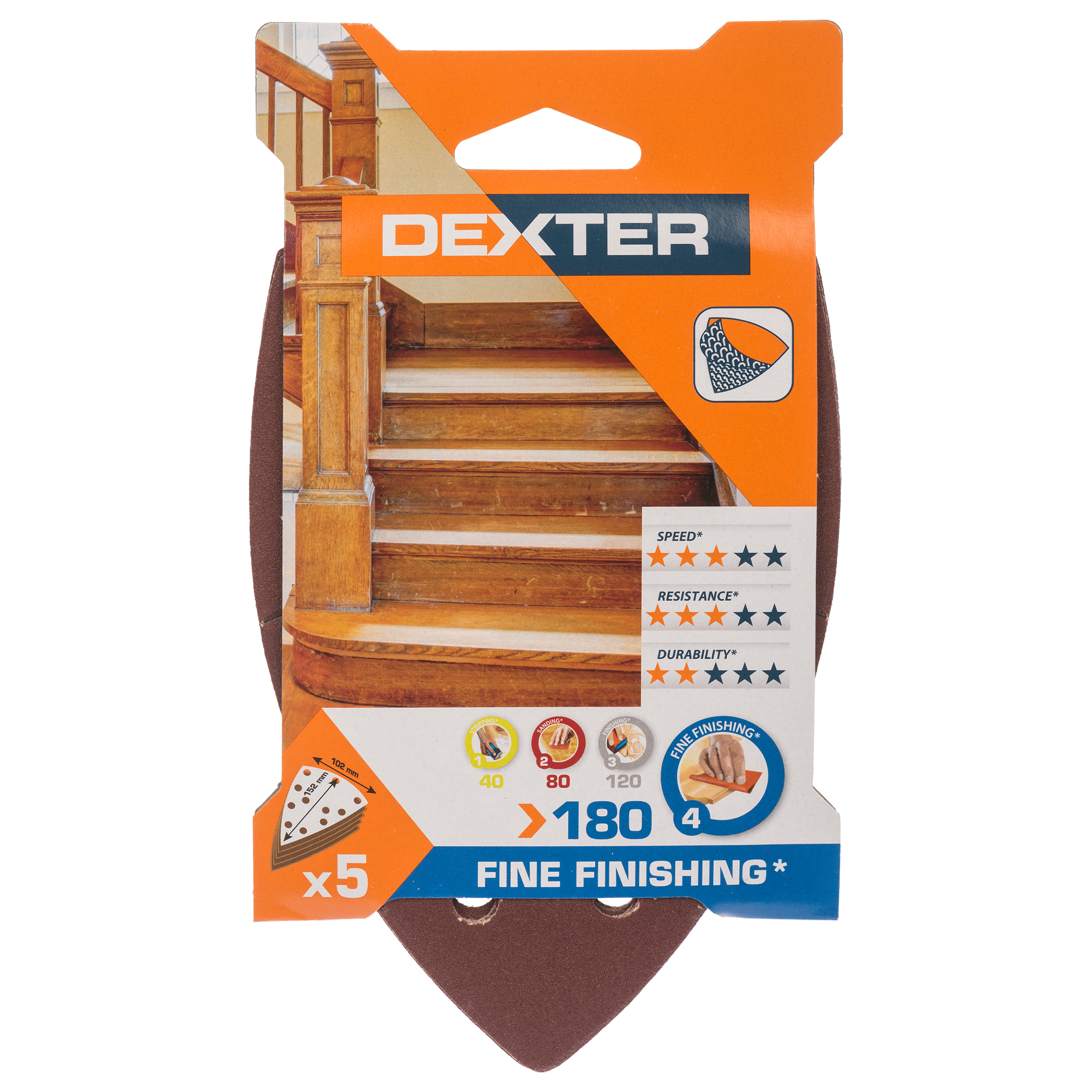 Papier ścierny ŻELAZKO 6 OTW P180 152 x 102 mm 5 szt. DEXTER - 2