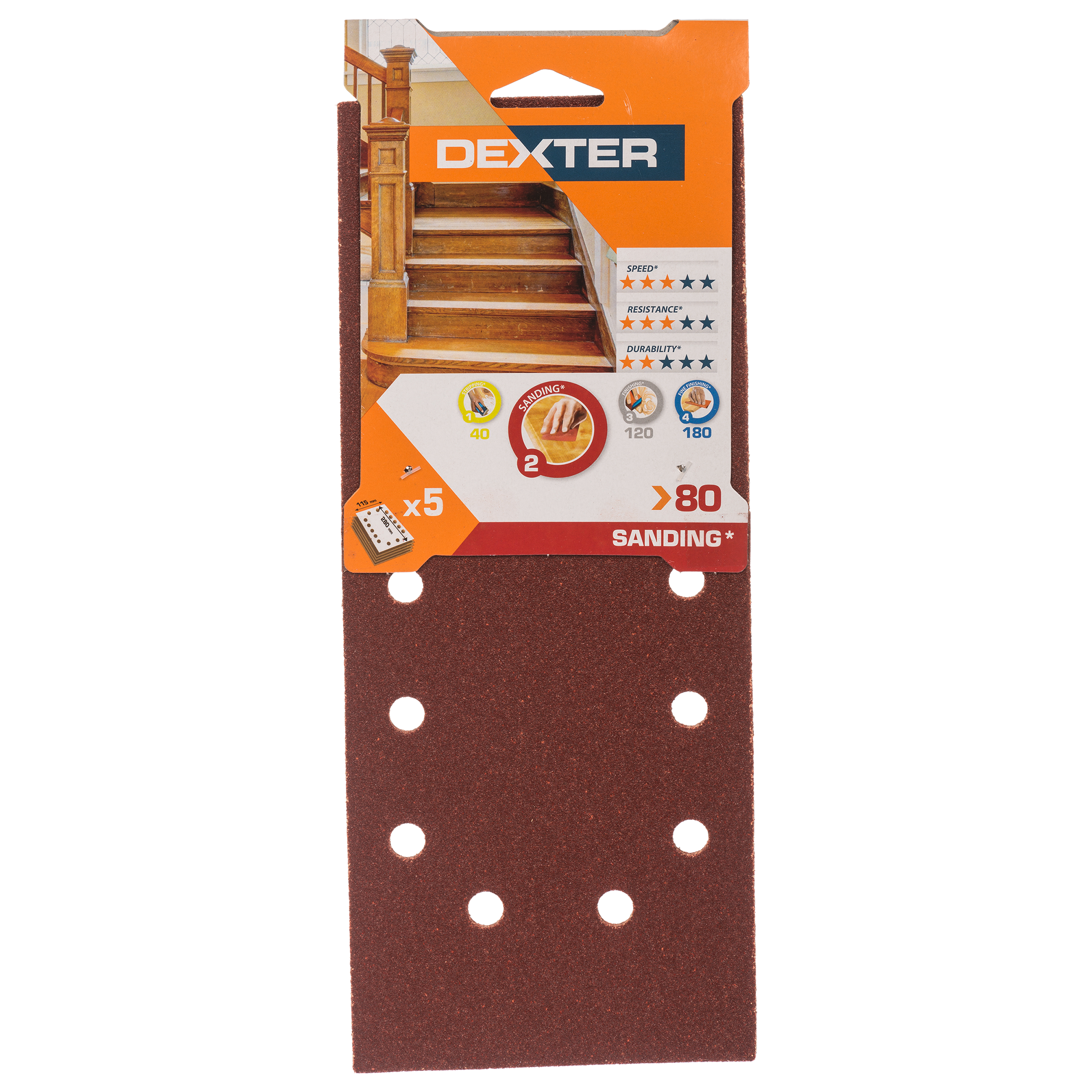 5 patines de lija DEXTER 280x115, grano 80 - 9