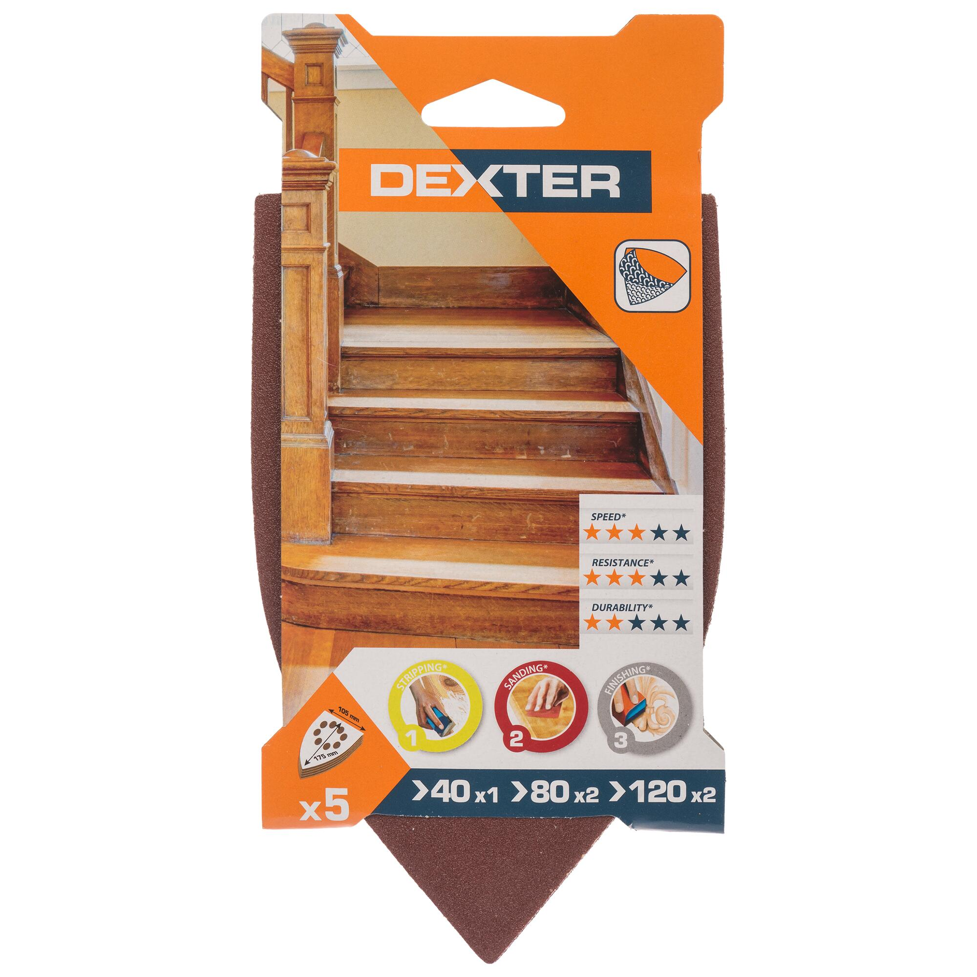 Papier ścierny ŻELAZKO 8 OTW P40/80/120 175 x 105 mm DEXTER - 3