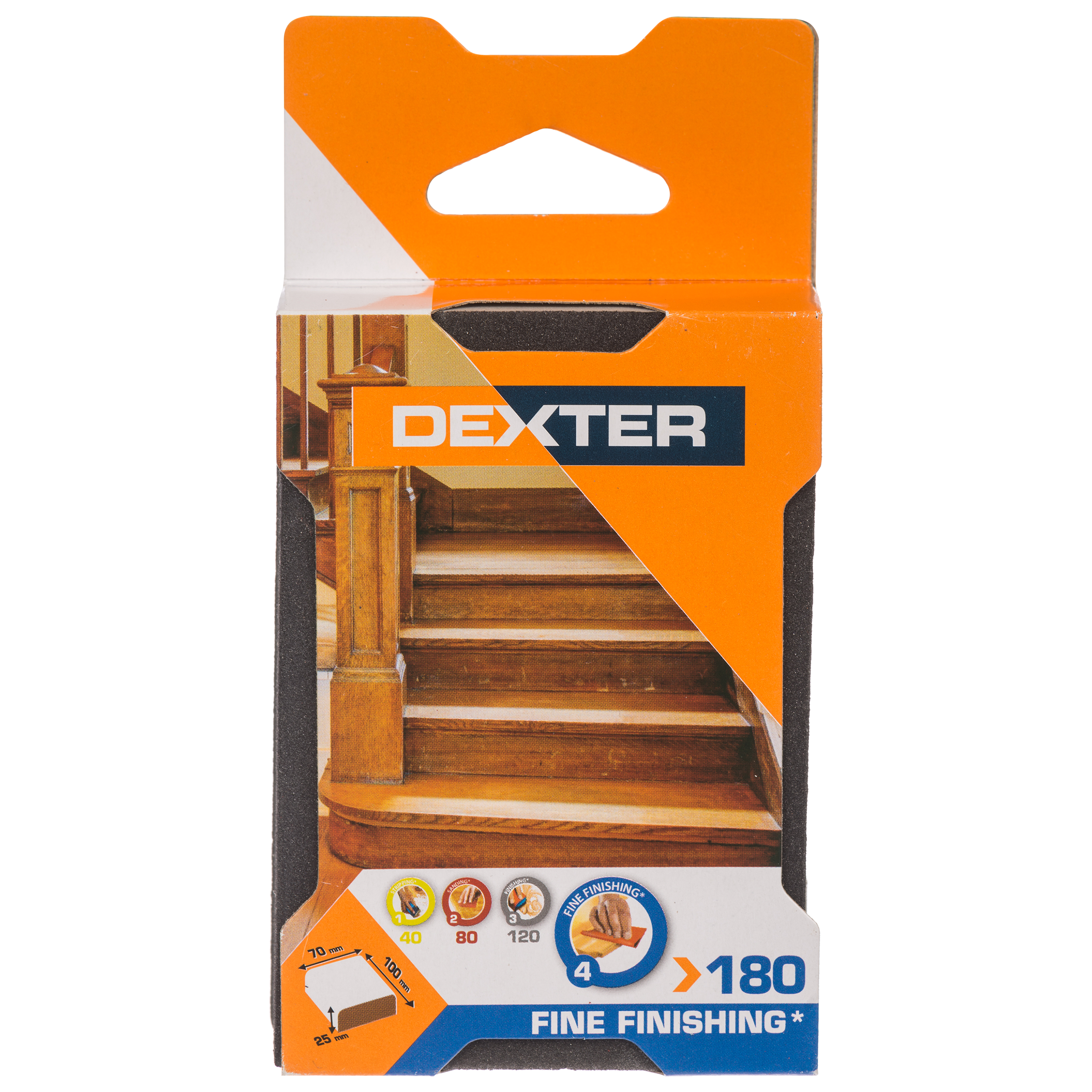 Podkładka do szlifowania P180 CZTEROSTRONNA 100 x 70 mm DEXTER - 2