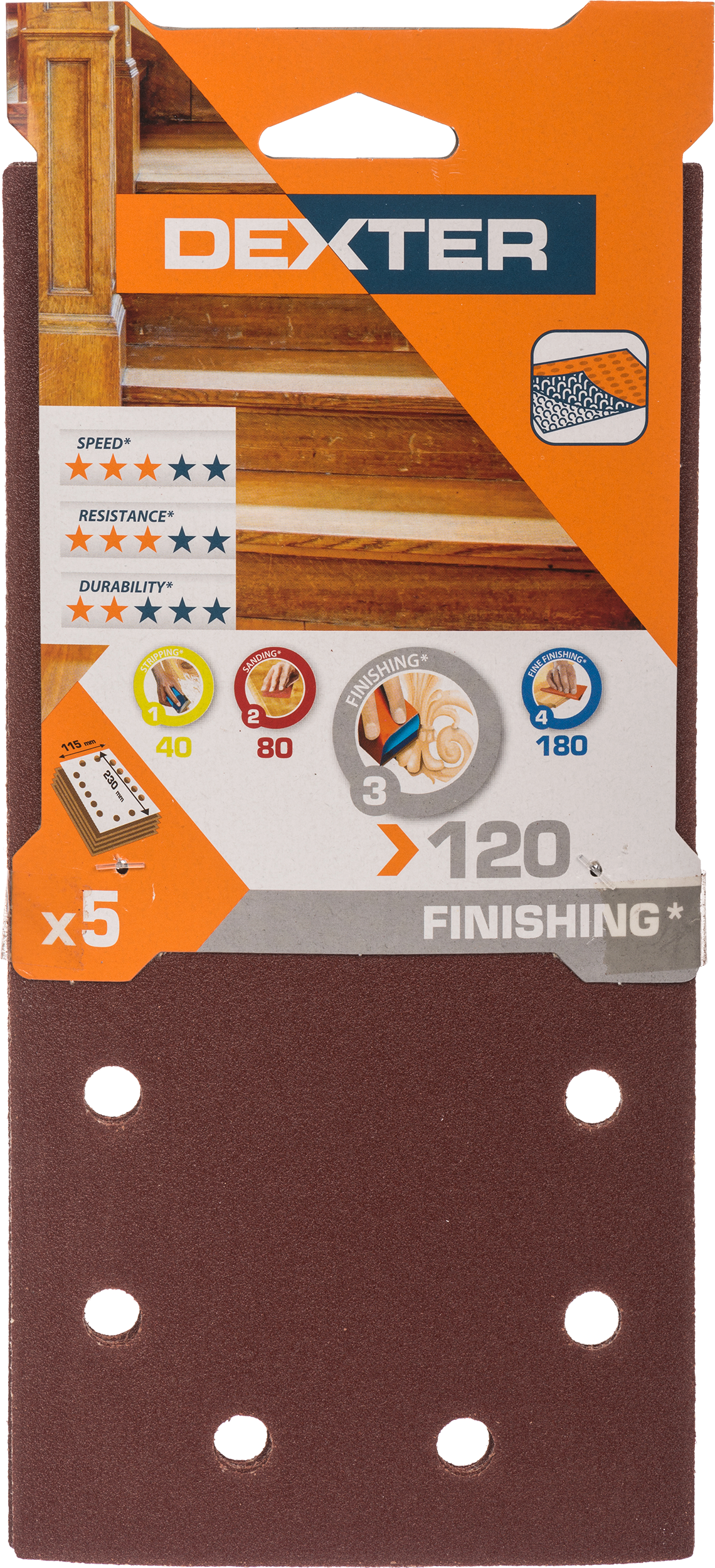 5 patines de lija DEXTER 230x115, grano 120 - 9