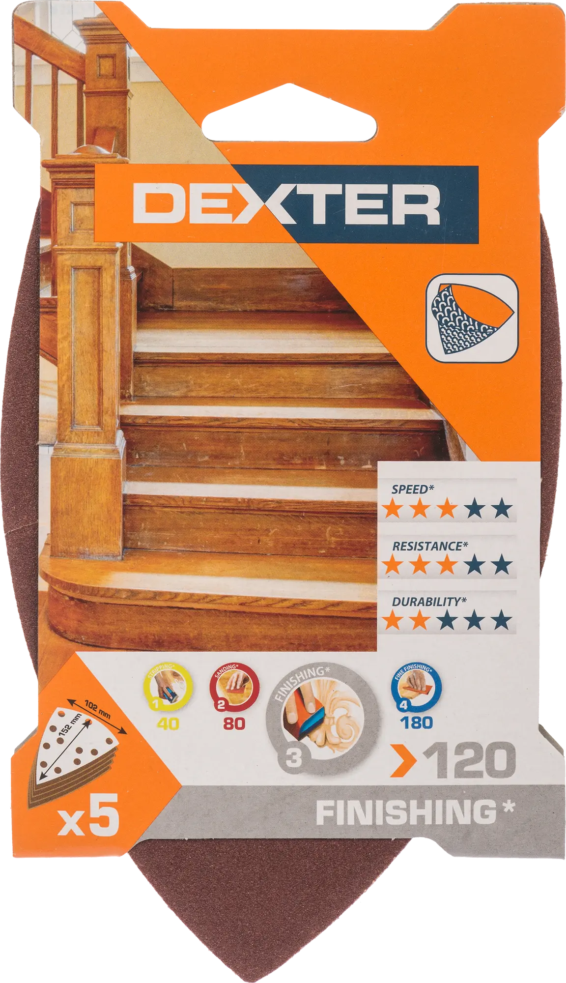 Papier ścierny ŻELAZKO 6 OTW P120 152 x 102 mm 5 szt. DEXTER - 2