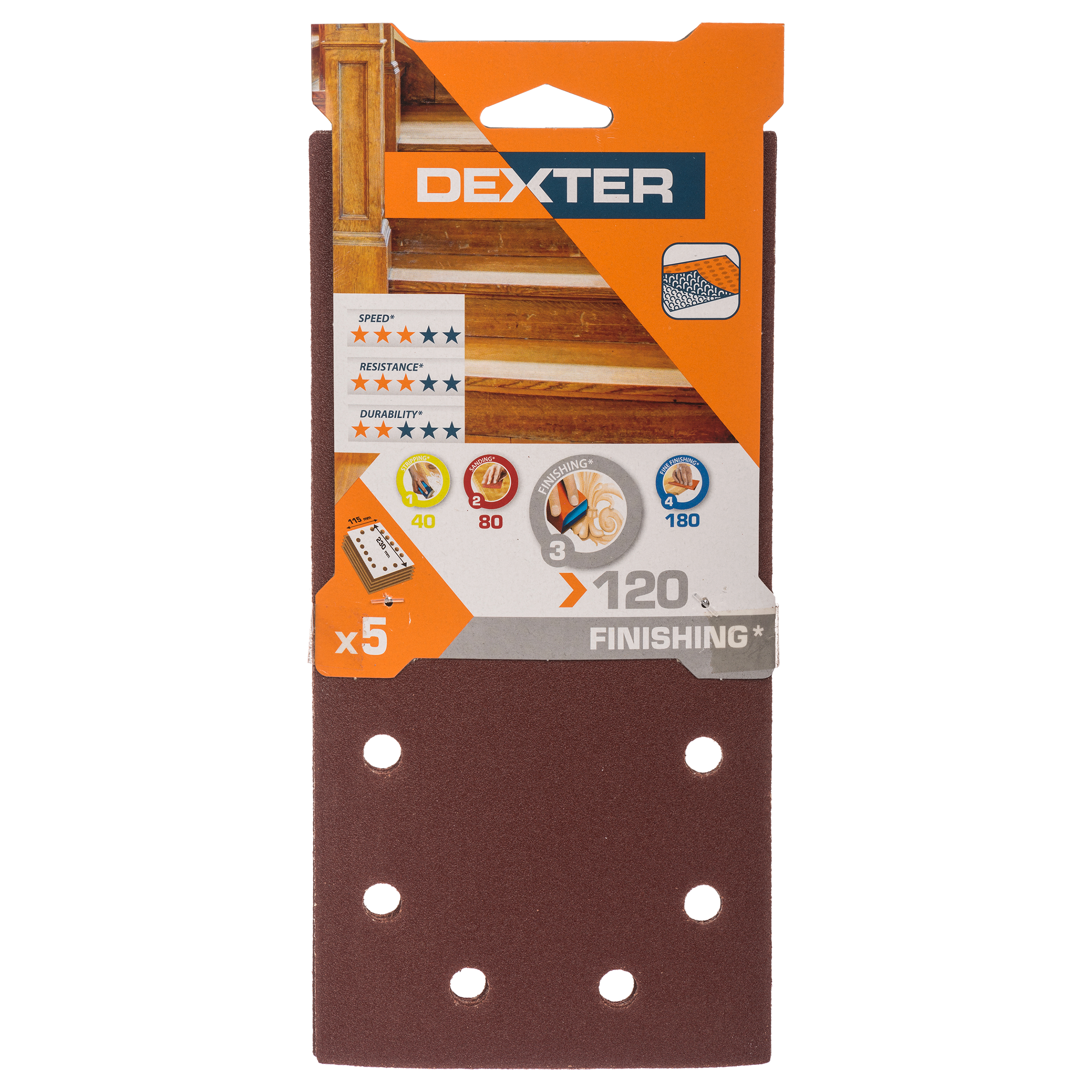 5 patines de lija DEXTER 230x115, grano 120 - 8