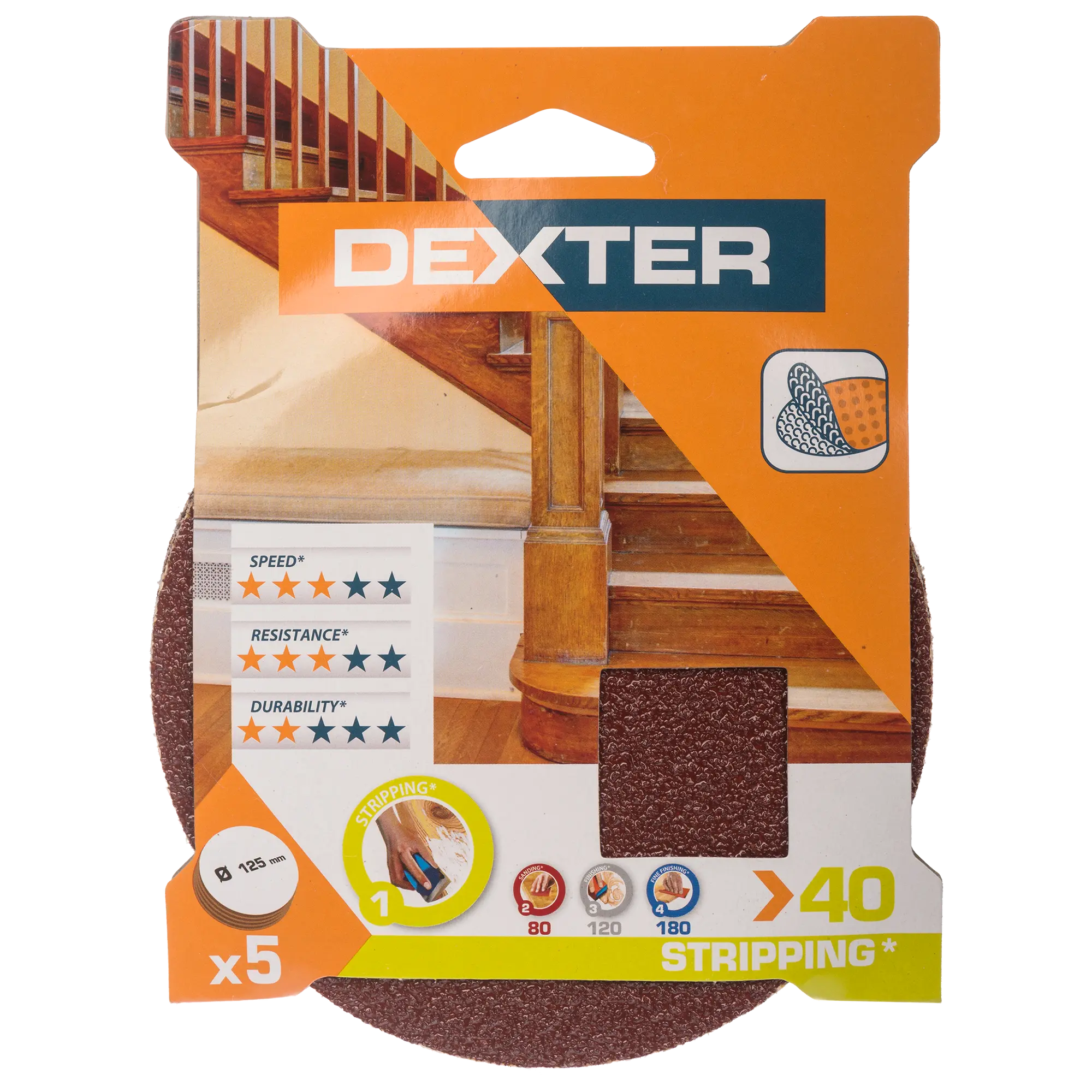 Krążek ścierny na rzep P40 125 mm 5 szt. DEXTER - 3