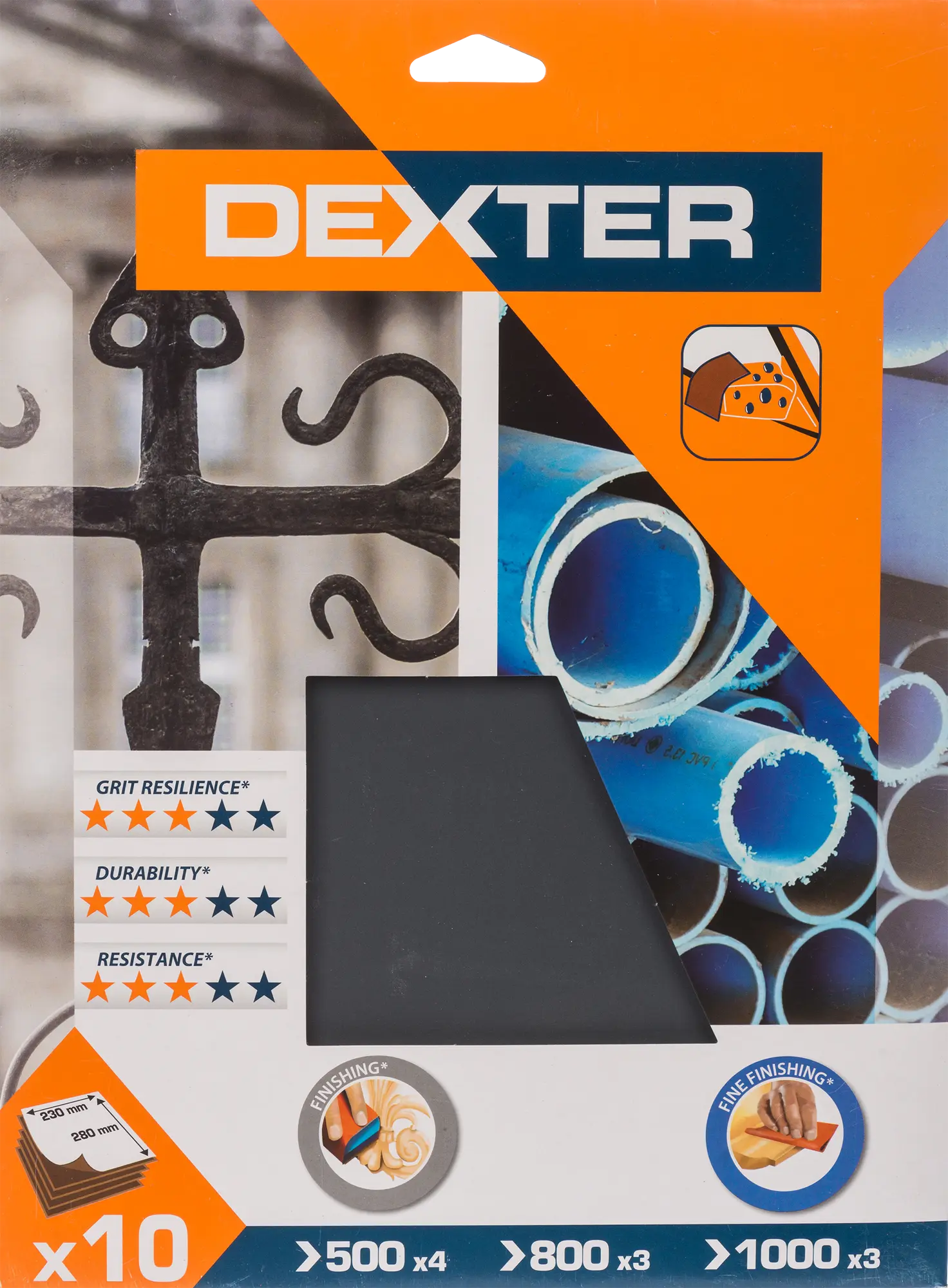 Papier ścierny wodny P500 P800 P1000 230x280 mm 10 sztuk Dexter - 3