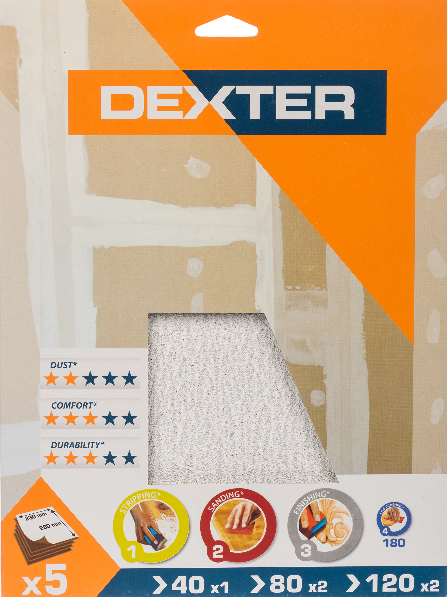 Papel de lija DEXTER de 23x280 mm - 11