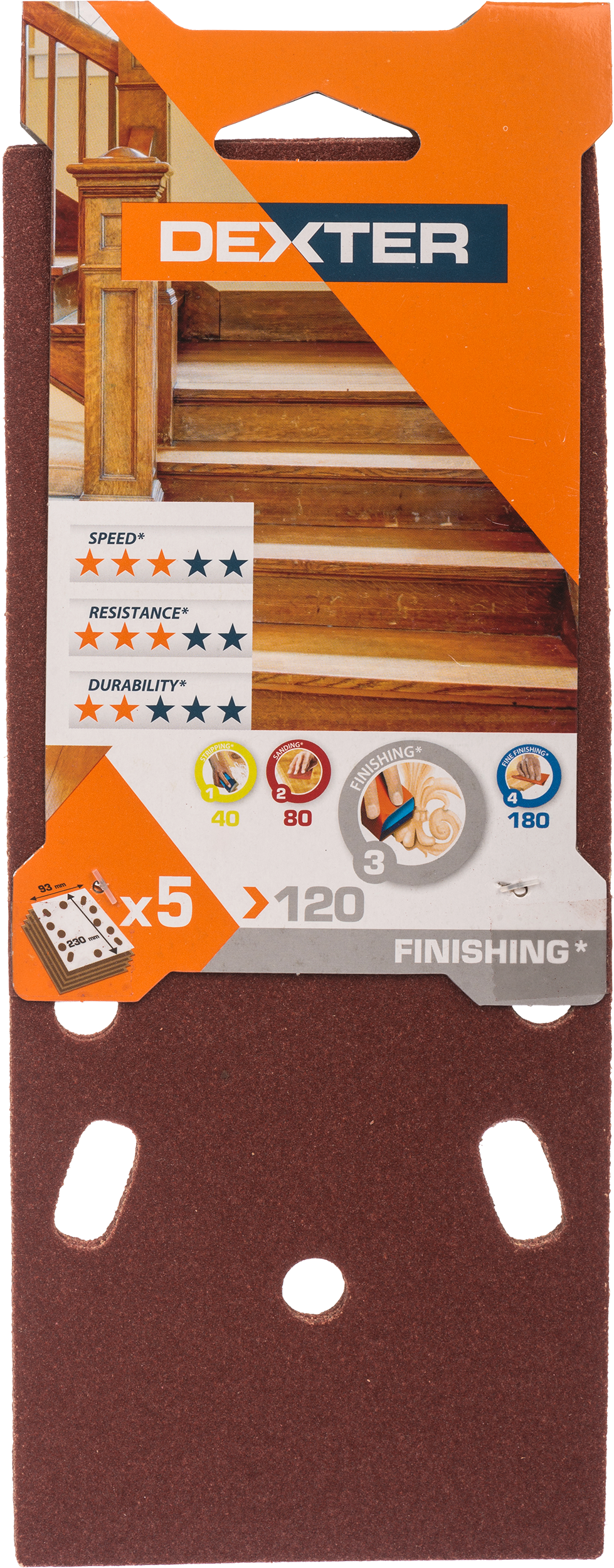 5 patines de lija DEXTER 230x93, grano 120 - 8