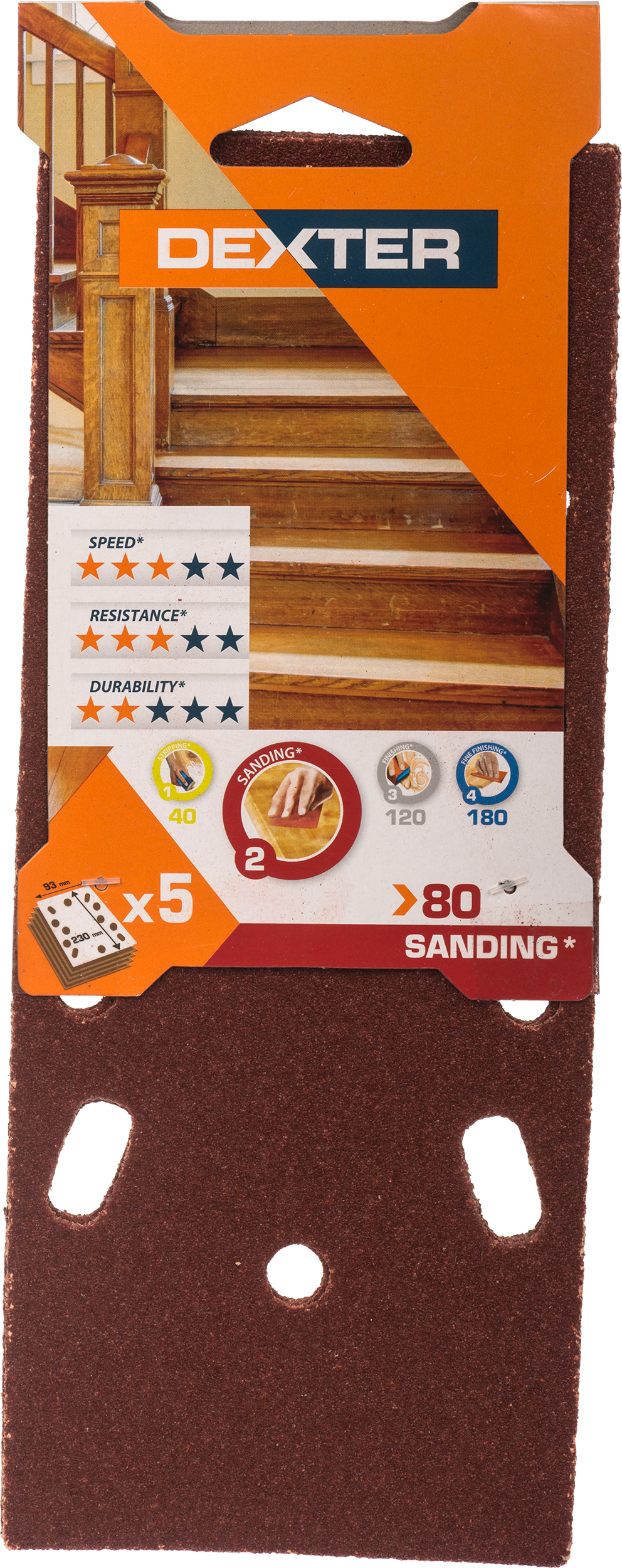 5 patines de lija DEXTER 230x93, grano 80 - 9