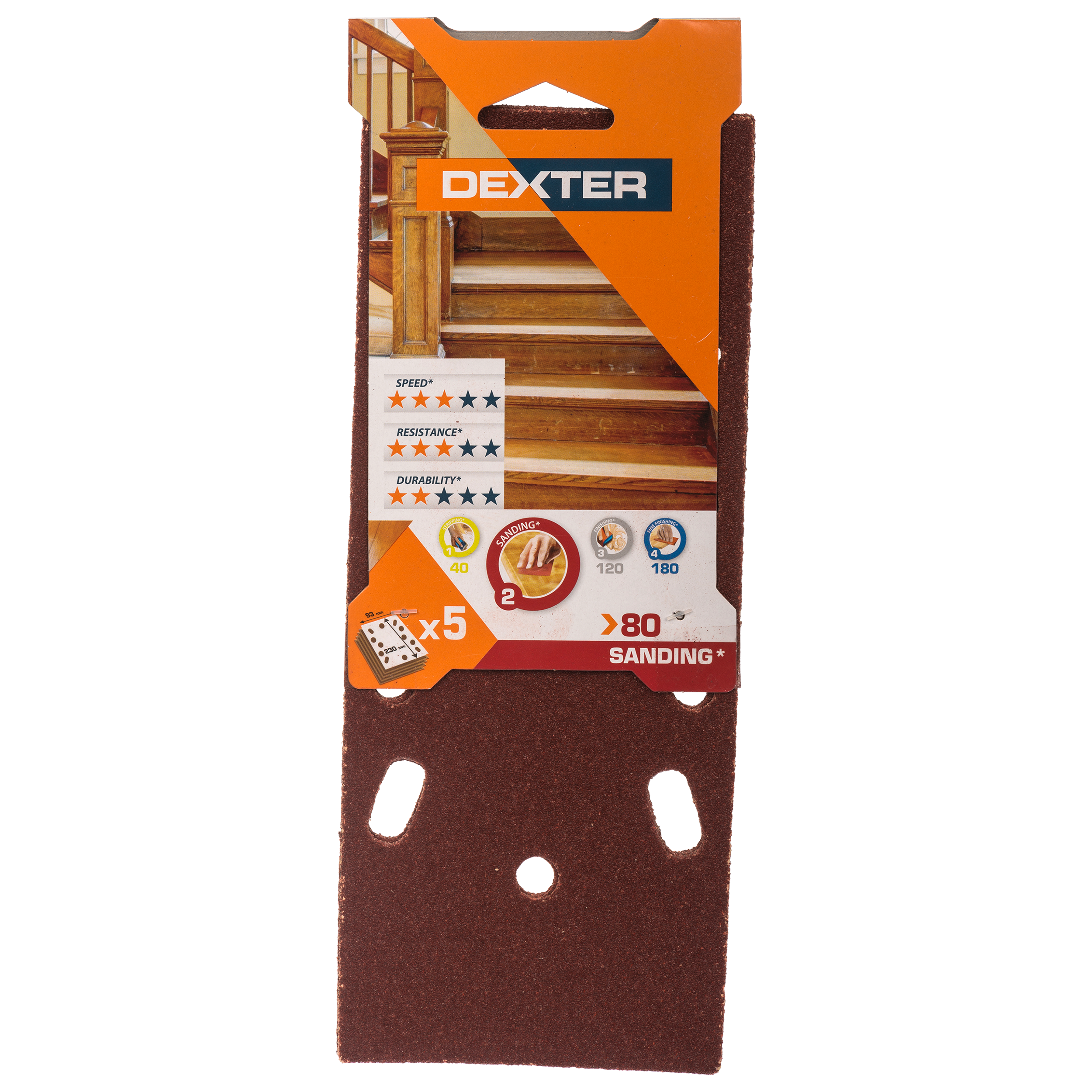 5 patines de lija DEXTER 230x93, grano 80 - 8