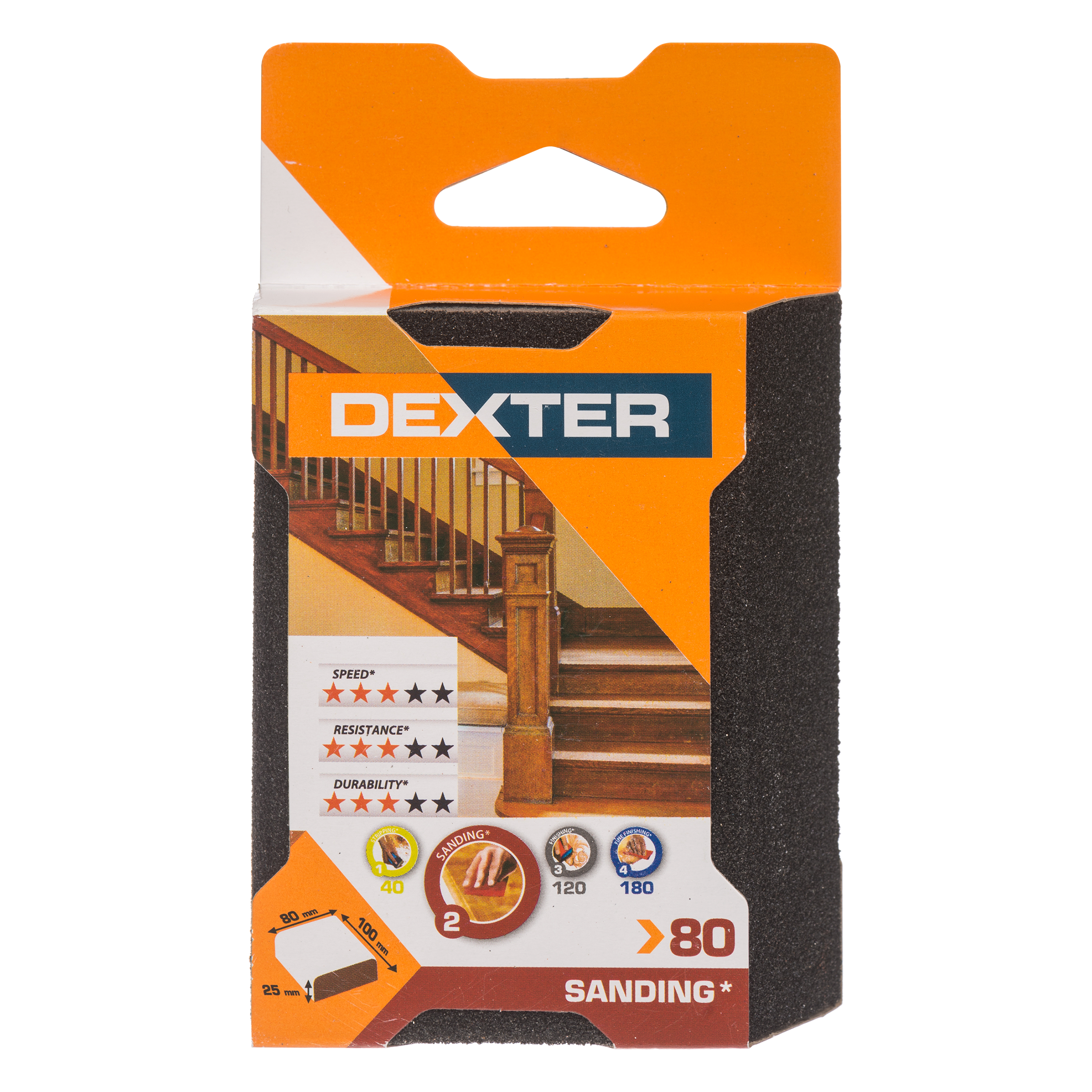 Esponja abrasiva DEXTER de grano 80 - 9