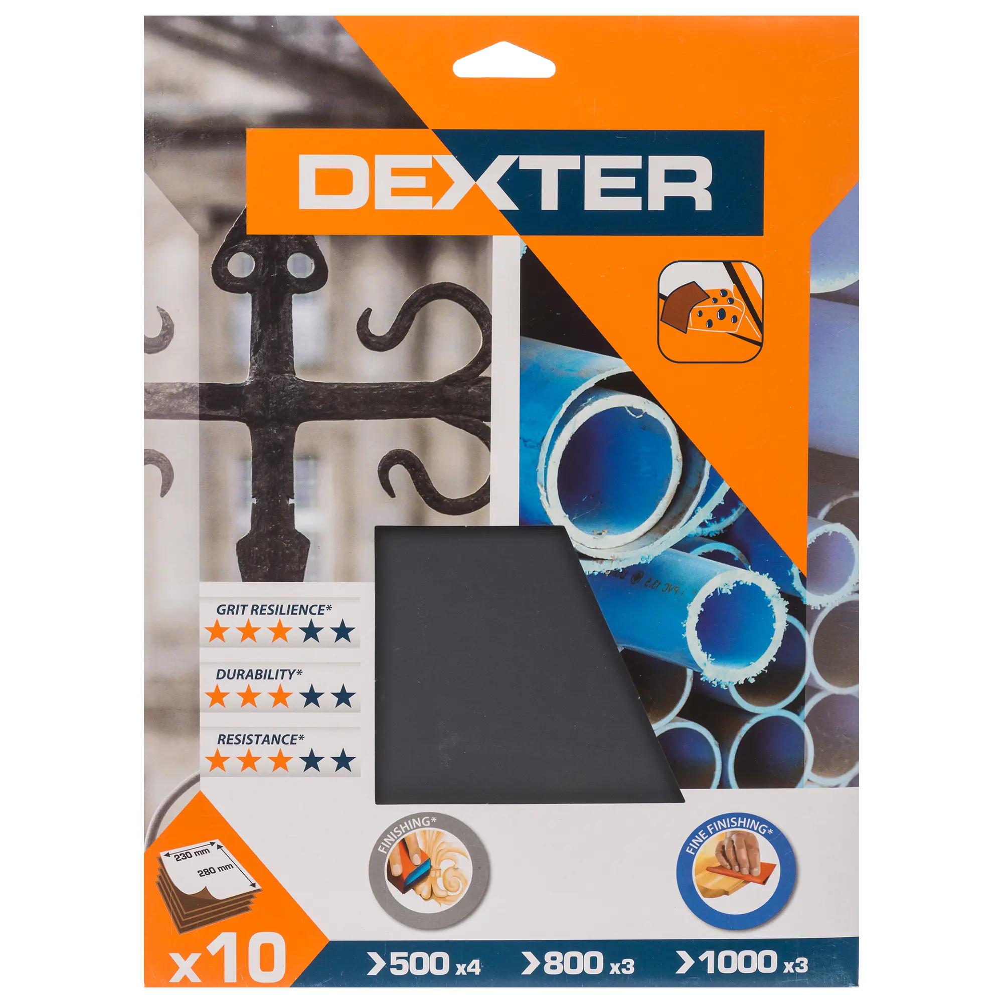 Papier ścierny wodny P500 P800 P1000 230x280 mm 10 sztuk Dexter - 2